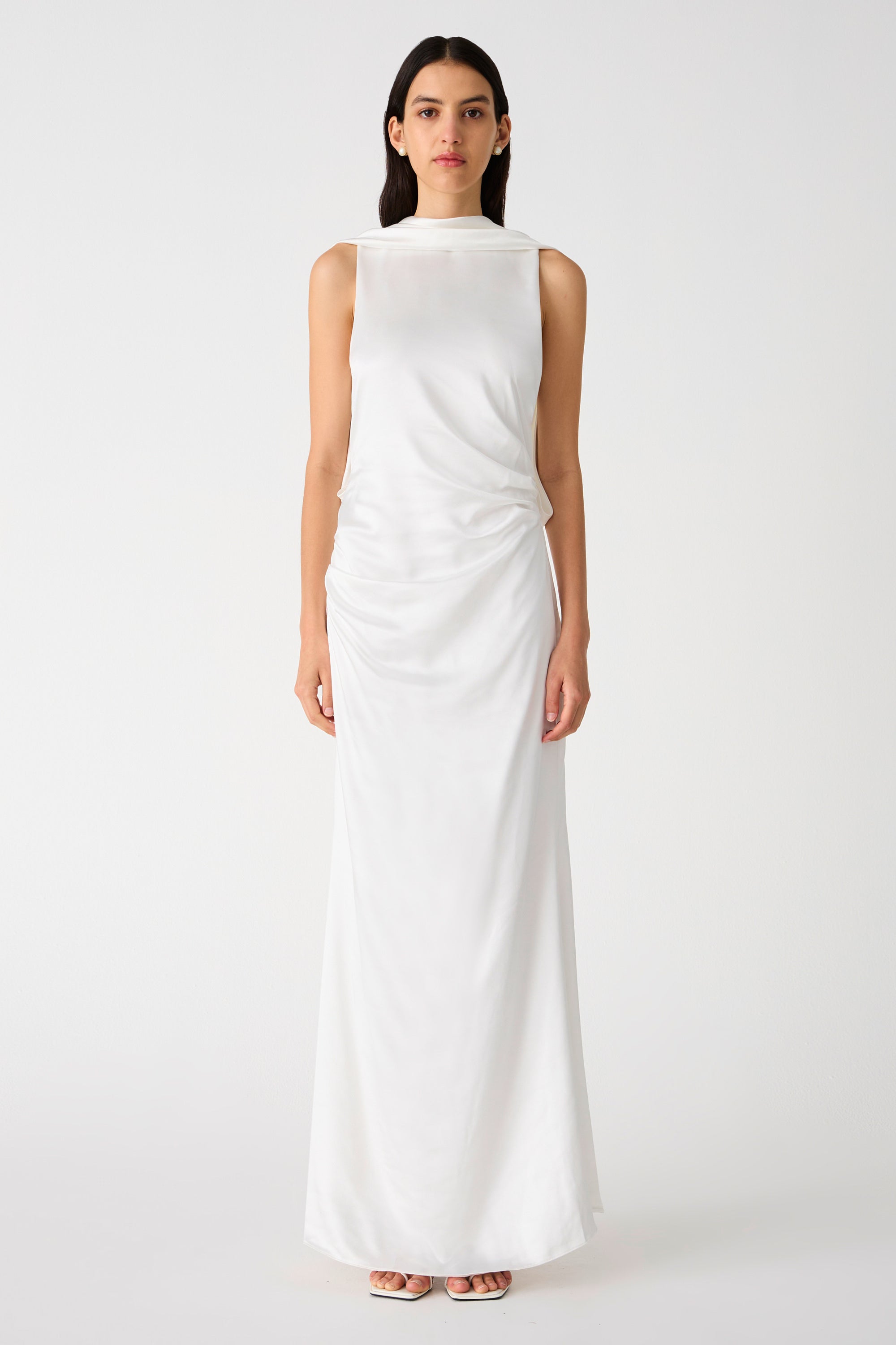 KETINA GLOSS SATIN GOWN-IVORY / XXS Misha