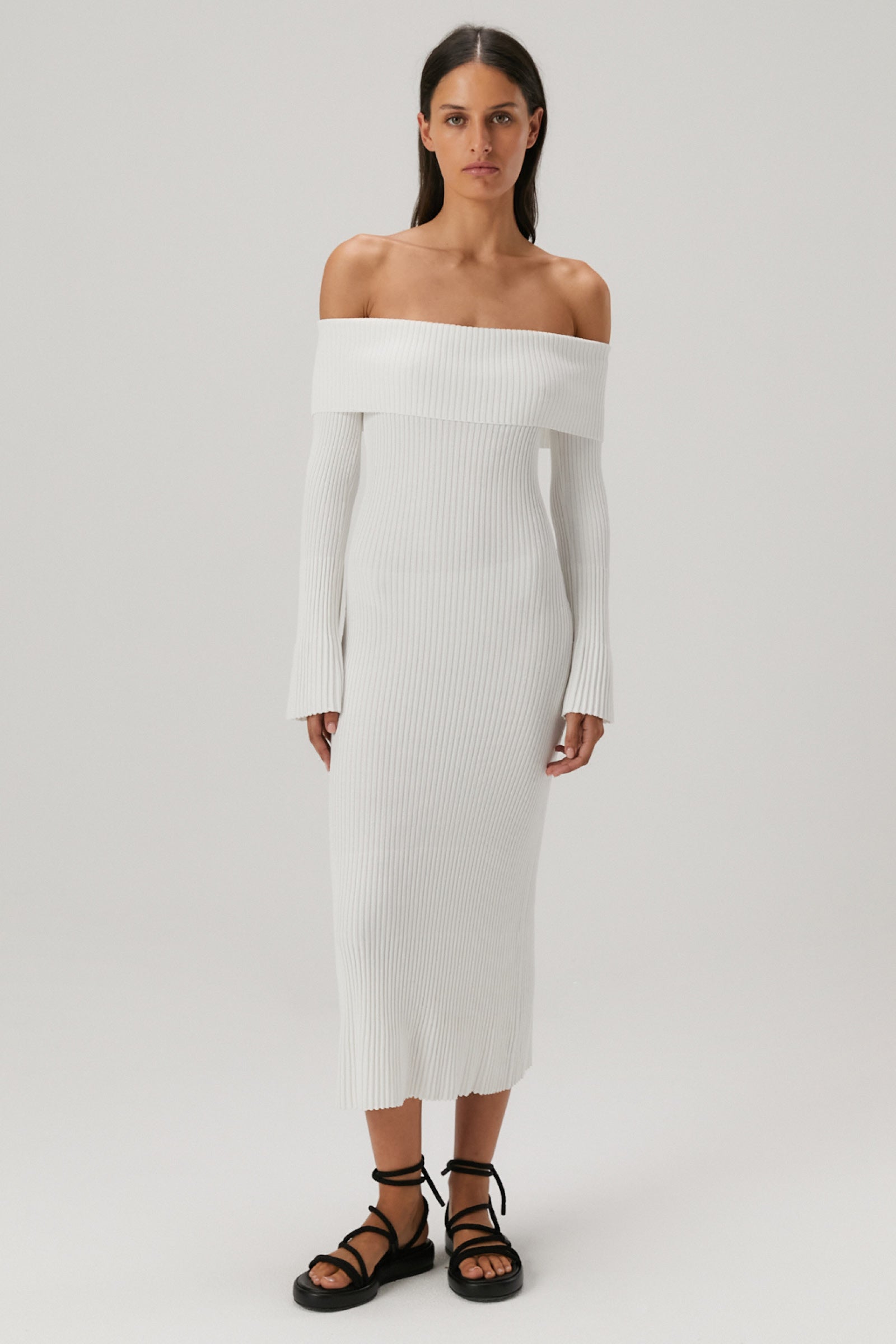 PILAR KNIT MIDI DRESS-IVORY / L Misha
