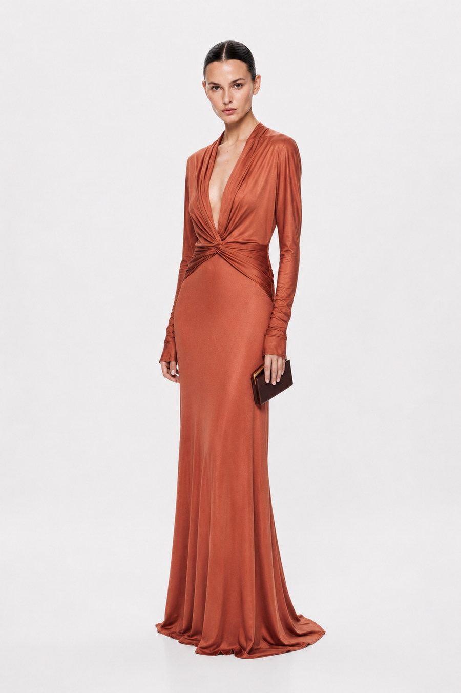TWIST JERSEY LONG SLEEVE DRESS