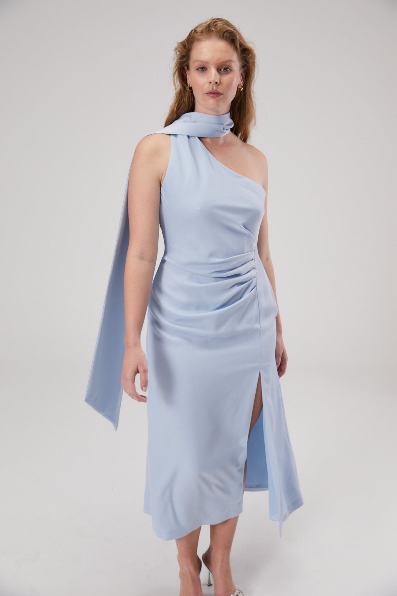 Satin scarf dress clearance