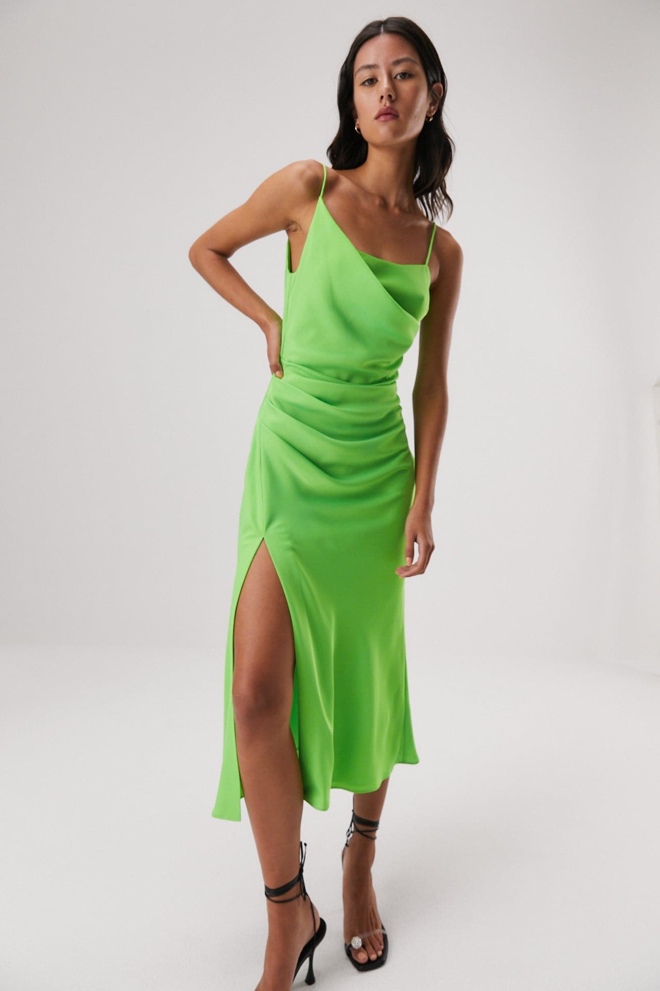 ALDEN SATIN MIDI DRESS MISHA