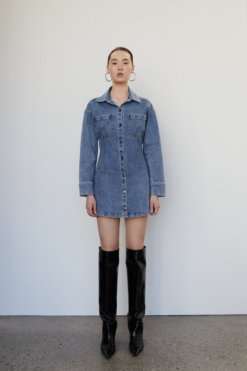 JAVIER DENIM MINI DRESS