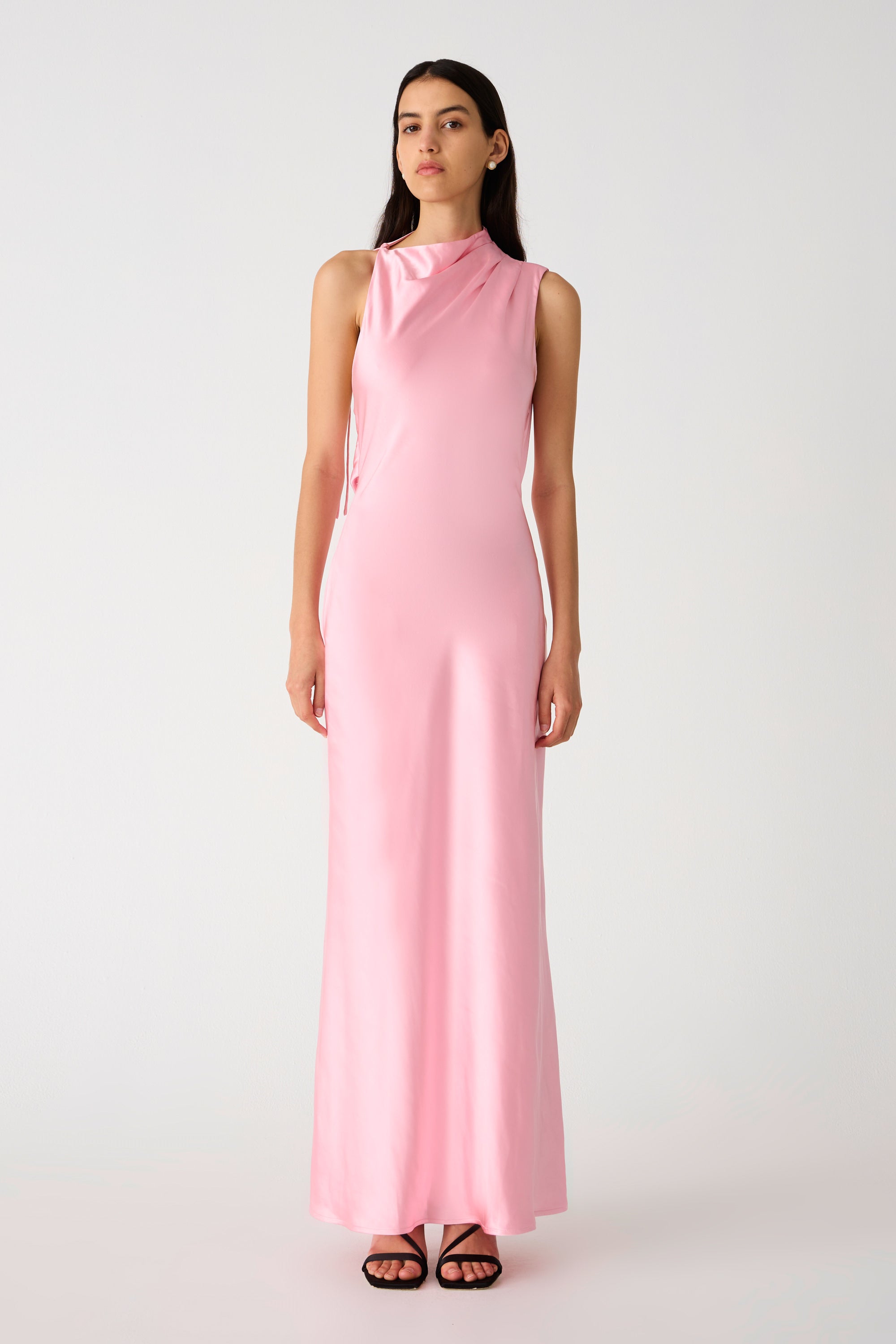 Light pink satin gown hot sale