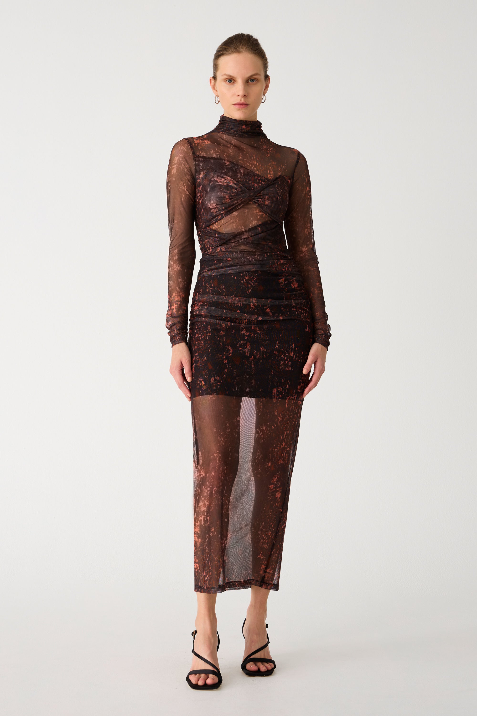 Sheer mesh midi dress discount