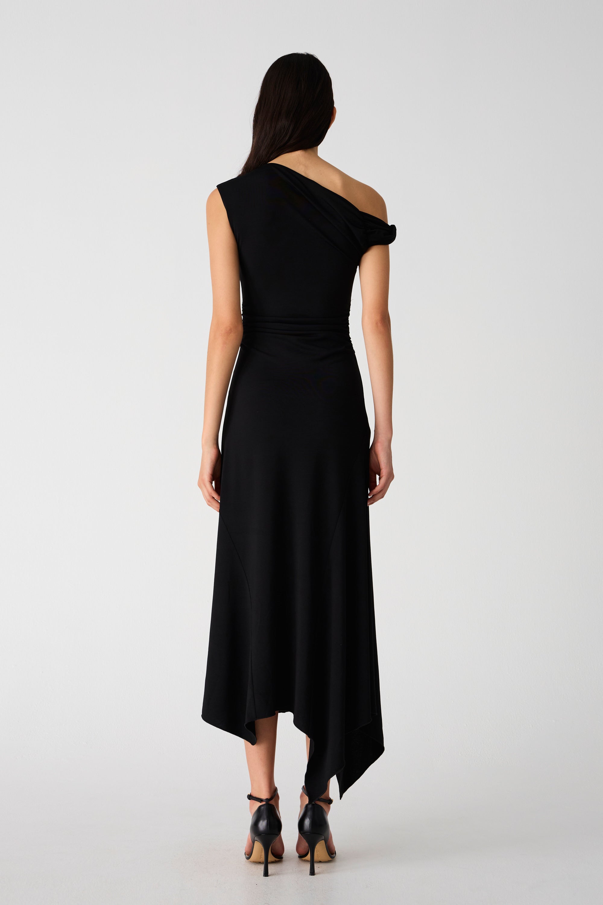 ALMA MATTE JERSEY MIDI DRESS BLACK XXS