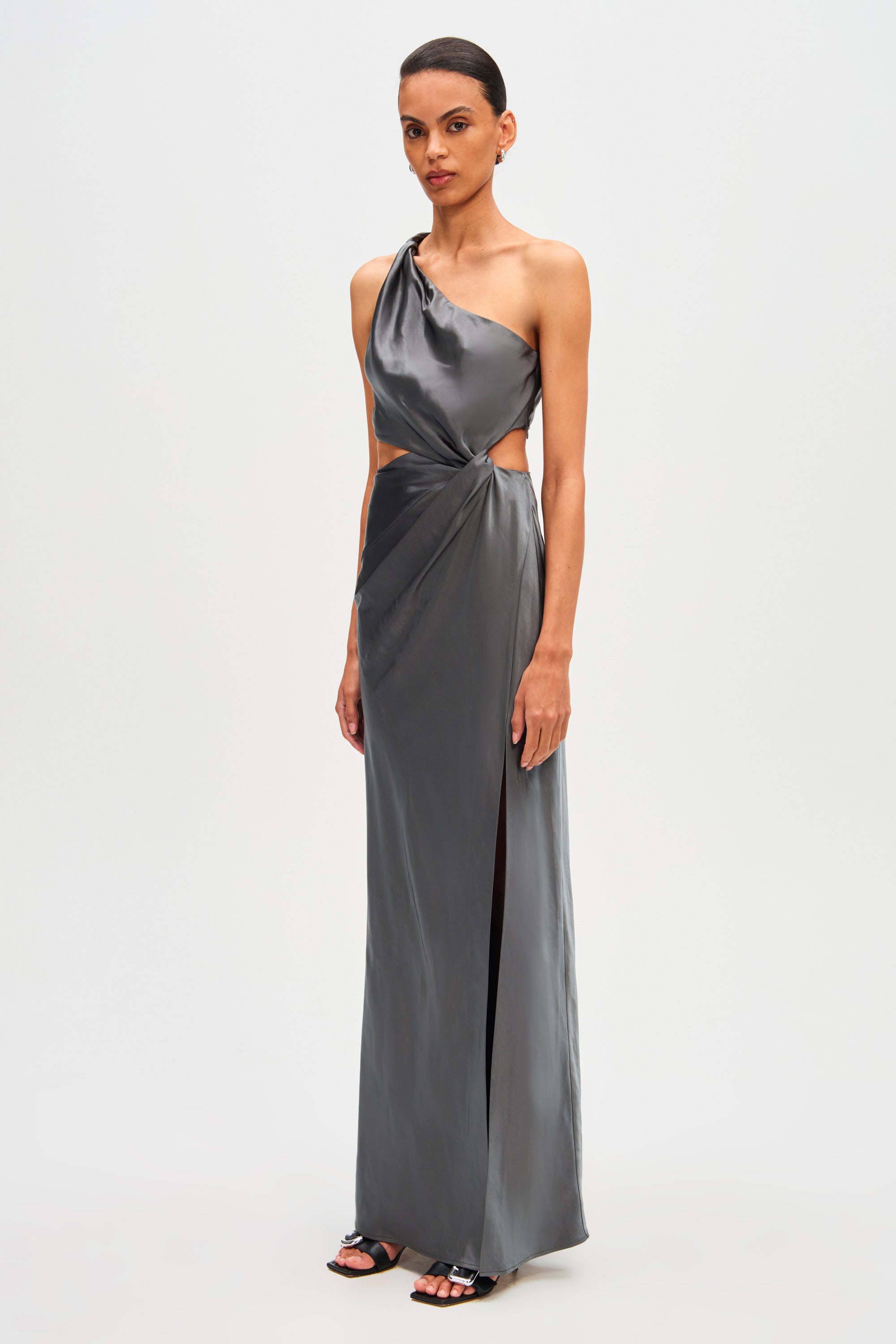 KRISTIN SATIN GOWN NICKEL GREY XXS