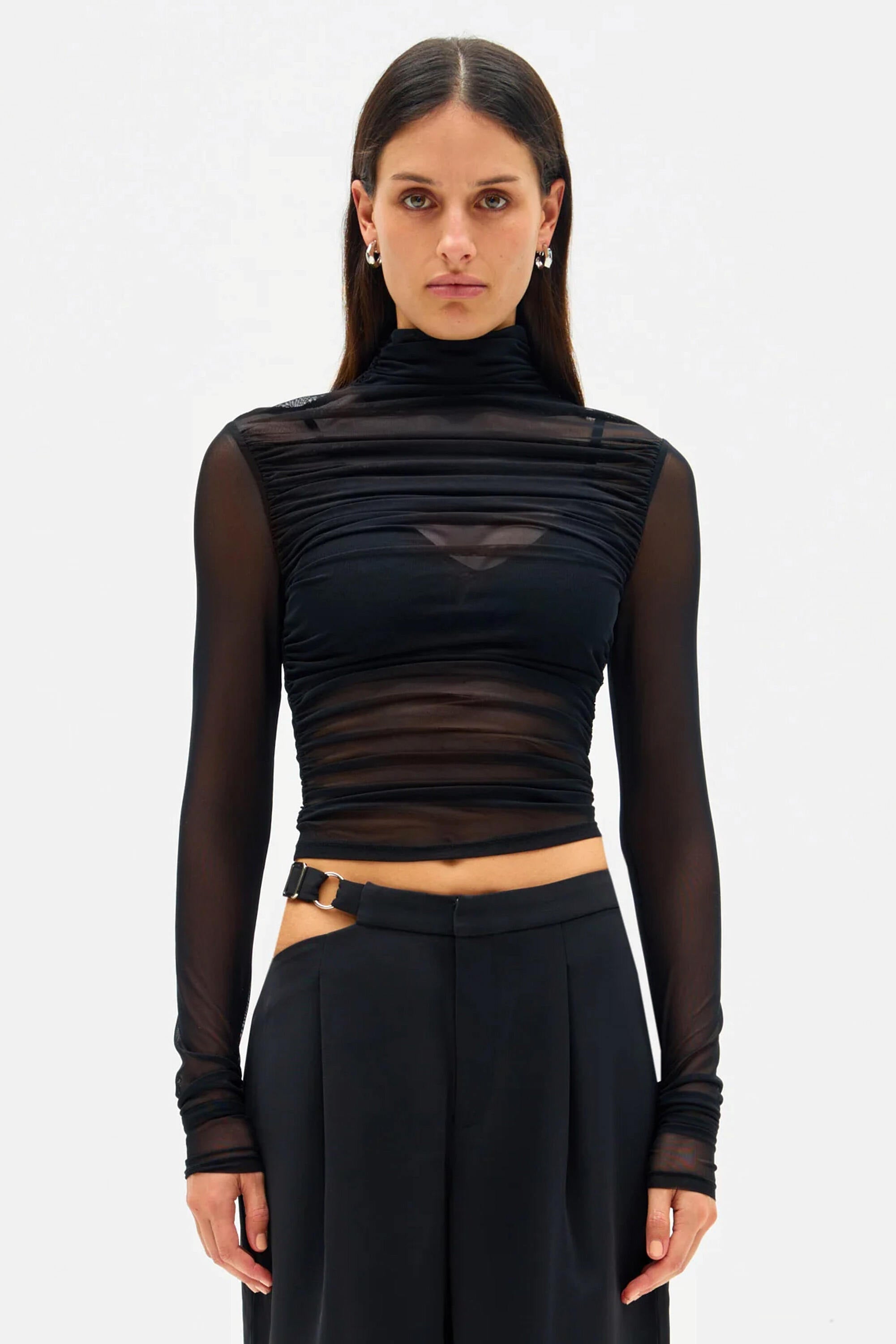 VIOLET MESH TOP BLACK XS