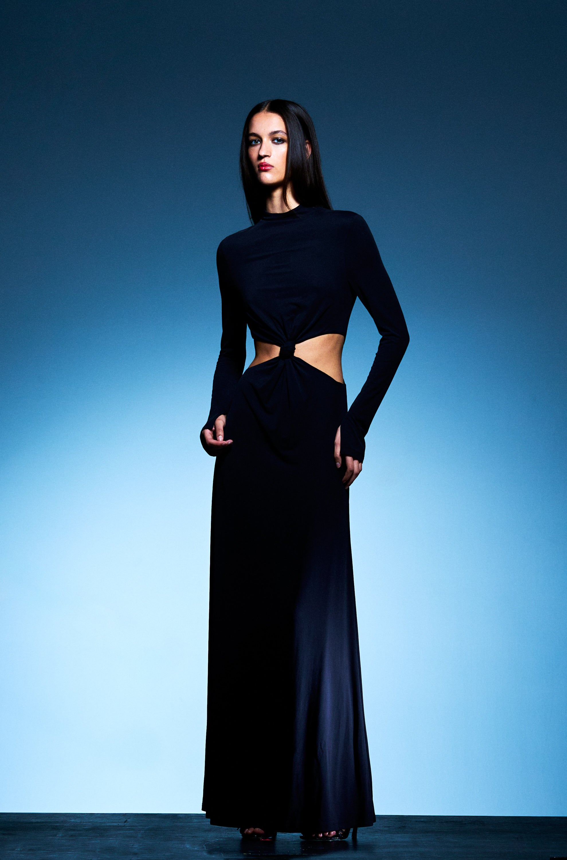 M190001 Knee Length V-neck Chiffon MOB Dress with Butterfly