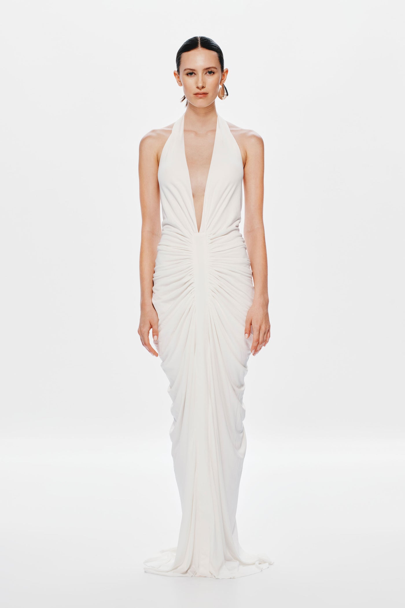 THE VENUS GATHERED CUPRO DRESS