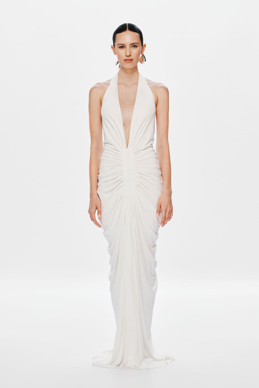 THE VENUS GATHERED CUPRO DRESS