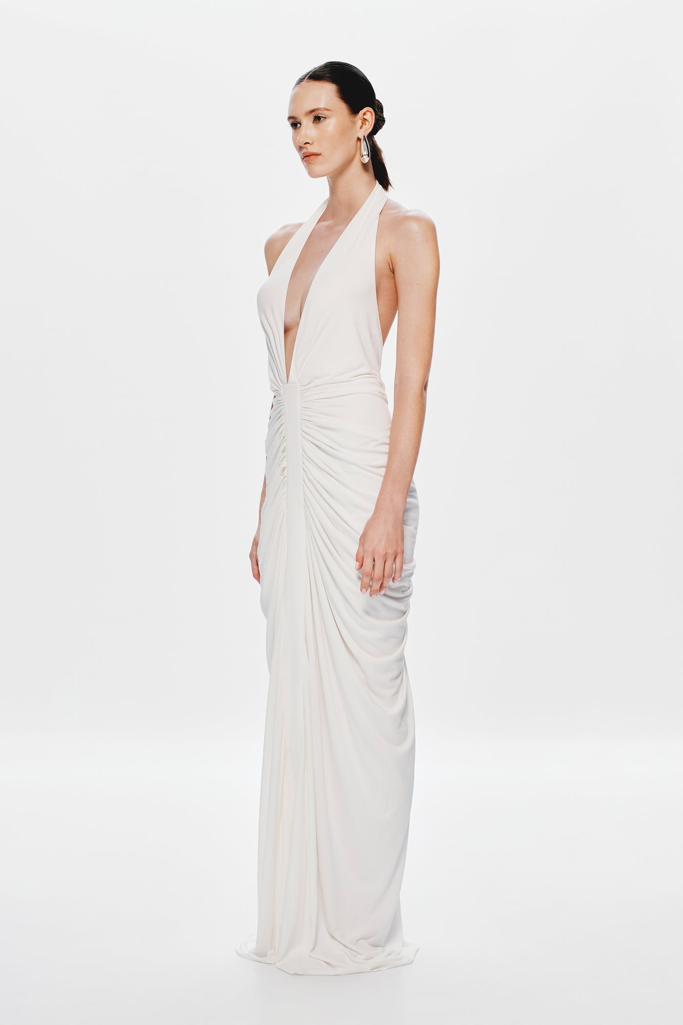 THE VENUS GATHERED CUPRO DRESS