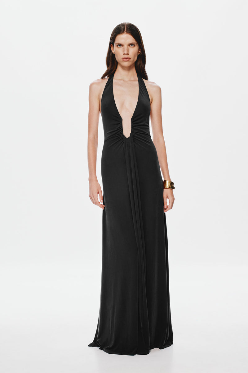 THE JENNIFER CUPRO DRESS-BLACK / XXS THE JENNIFER CUPRO DRESS-BLACK / XXS