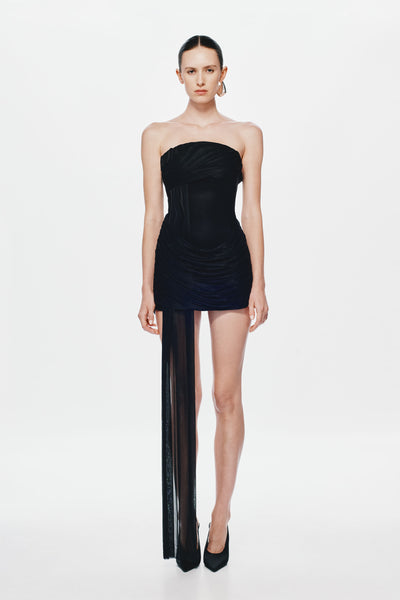 misha ember strapless wrapped drop-waist maxi dress Hire MISHA Ember Wrapped Mini Dress in Cherry Red – SUSTAINABLY. The Dress  Hire main image 0