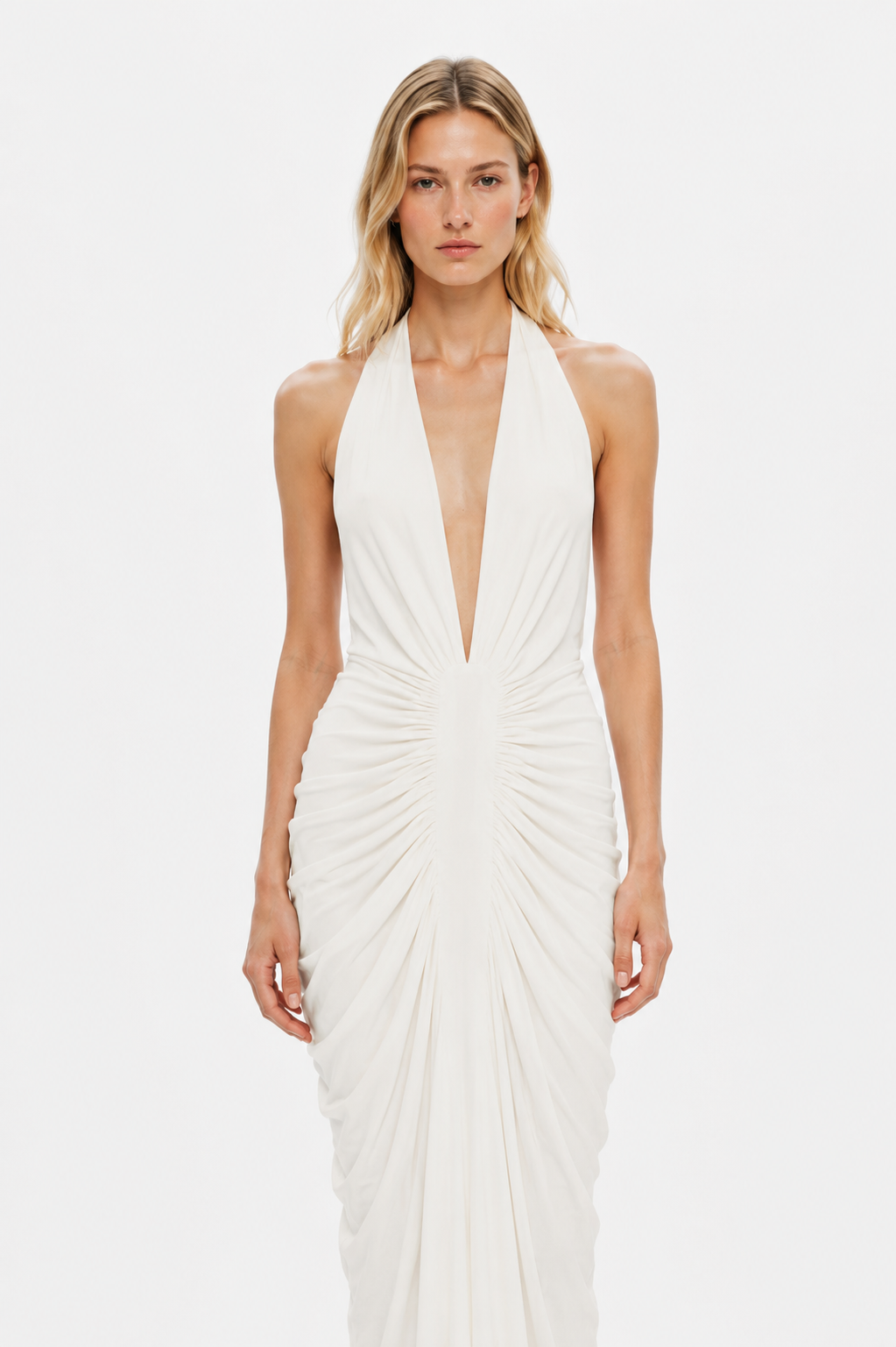 THE VENUS GATHERED CUPRO DRESS
