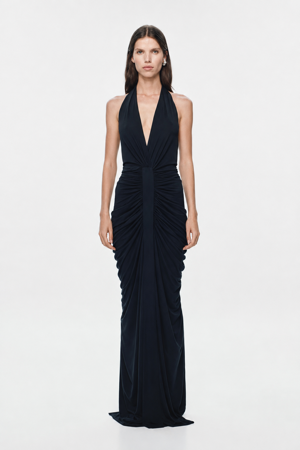 THE VENUS GATHERED CUPRO DRESS