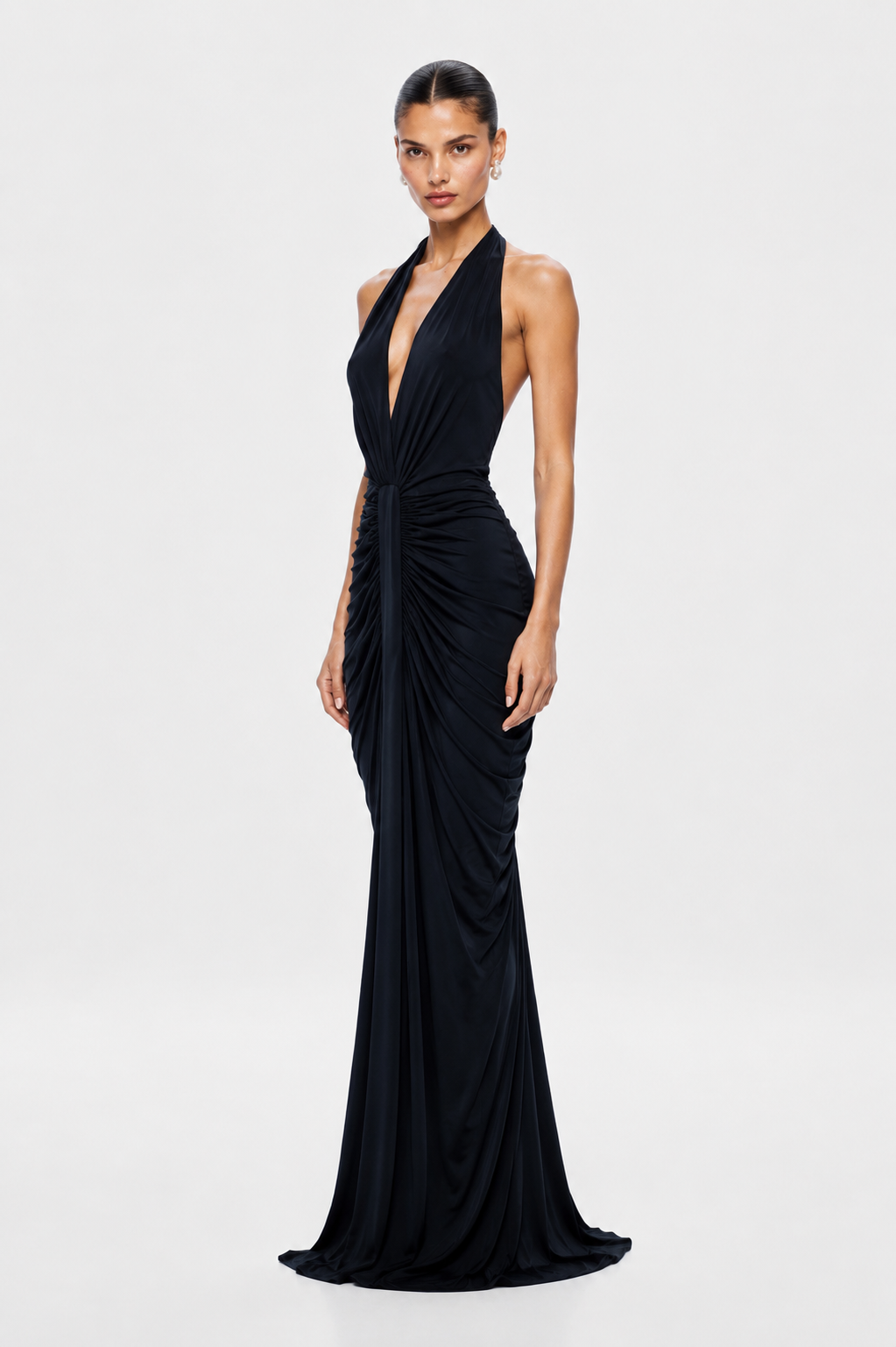 THE VENUS GATHERED CUPRO DRESS