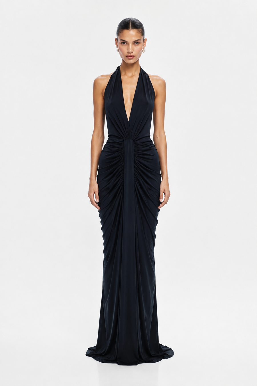 THE VENUS GATHERED CUPRO DRESS