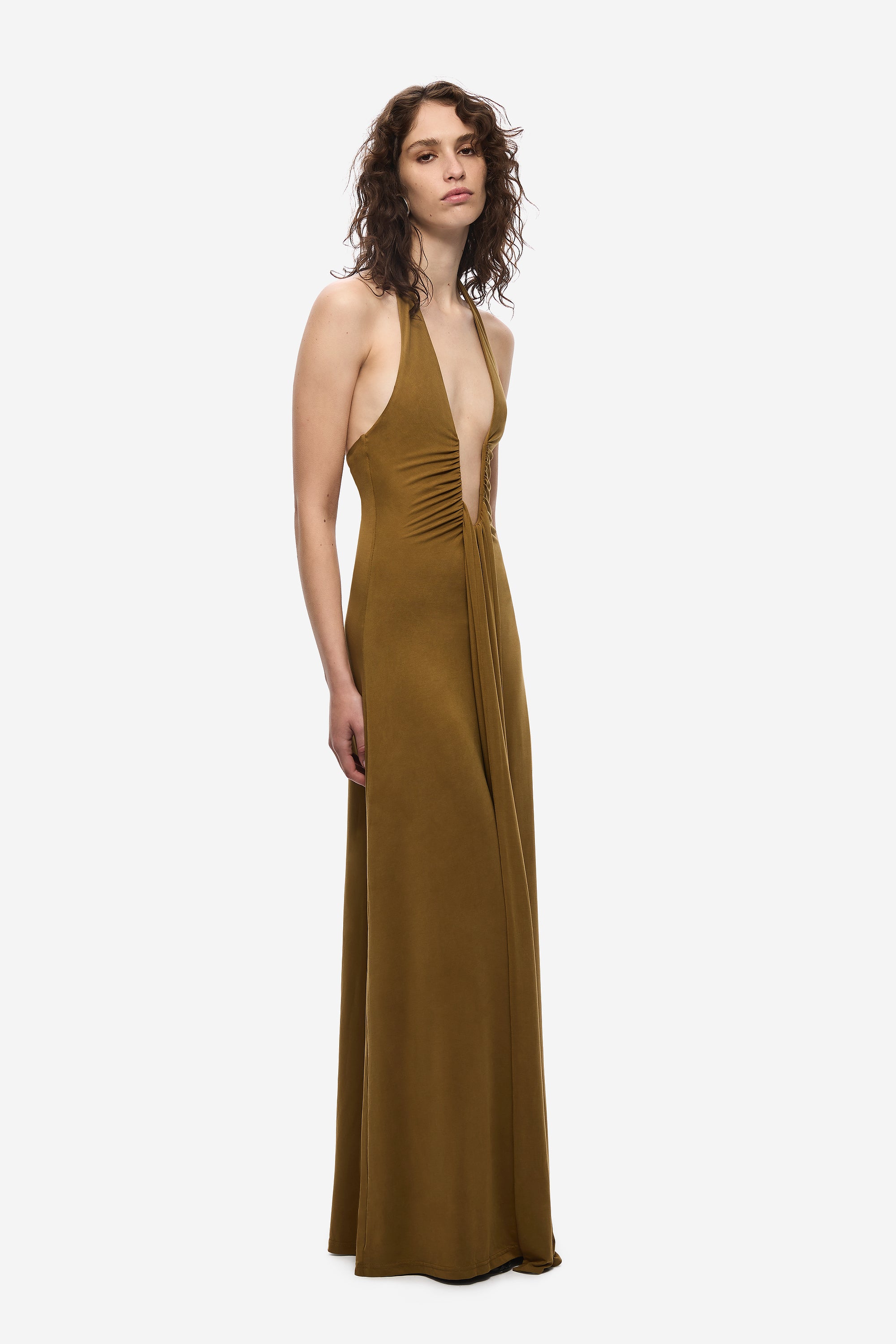 slim fit dress slacks Faux Leather Midi Dress with Spaghetti Straps main image 1