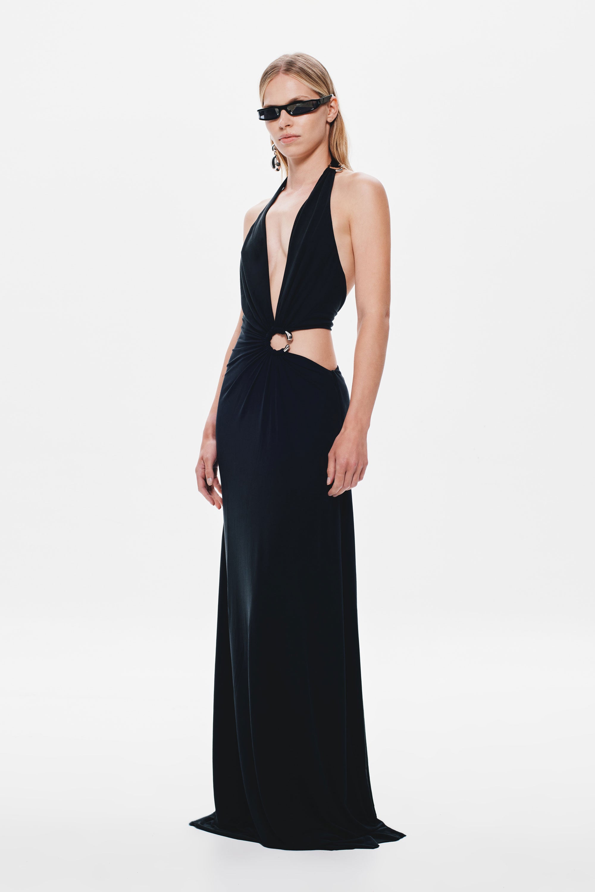 misha glacier long sleeve ruched maxi dress THE GLACIER CUPRO LONG SLEEVE DRESS MISHA