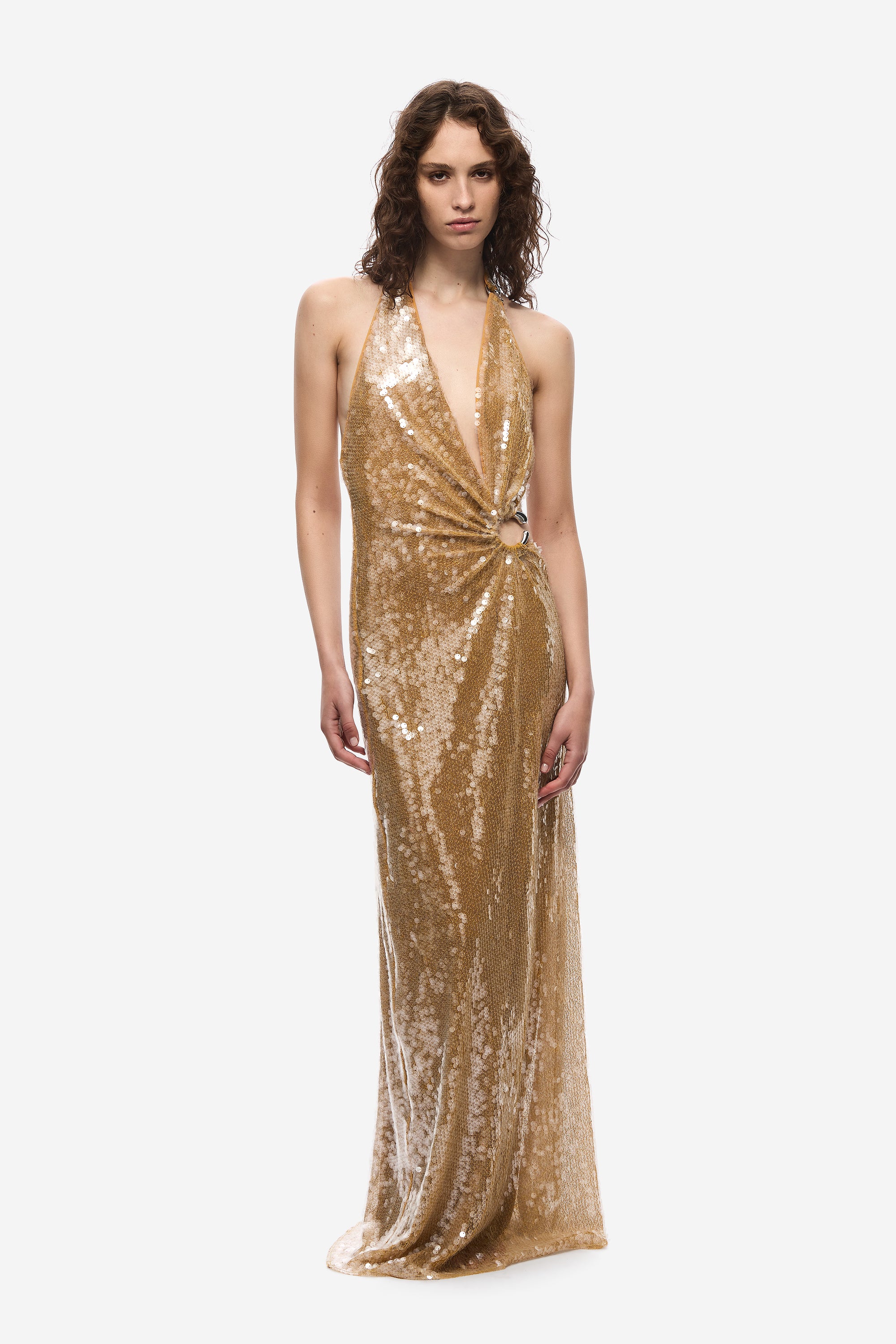 MISHA The Devon Sequin Dress in Metallic Gold