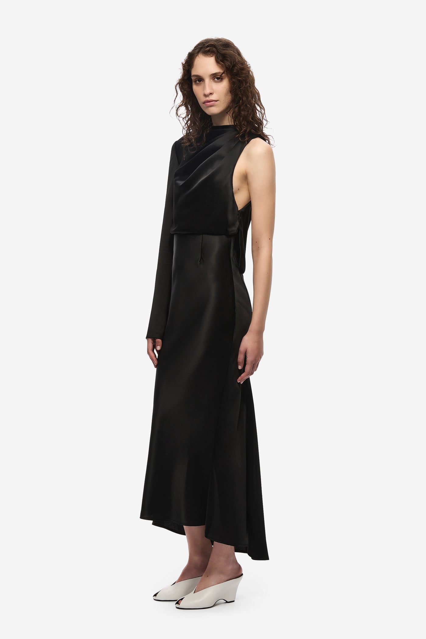 THE MANTELLO SATIN MIDI DRESS