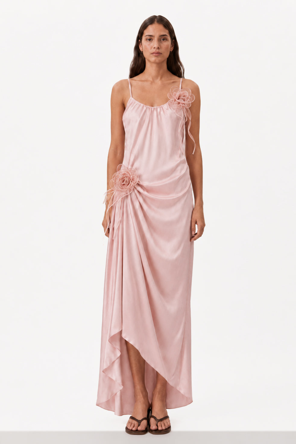 MARISOL ROSETTE DRAPE MAXI DRESS