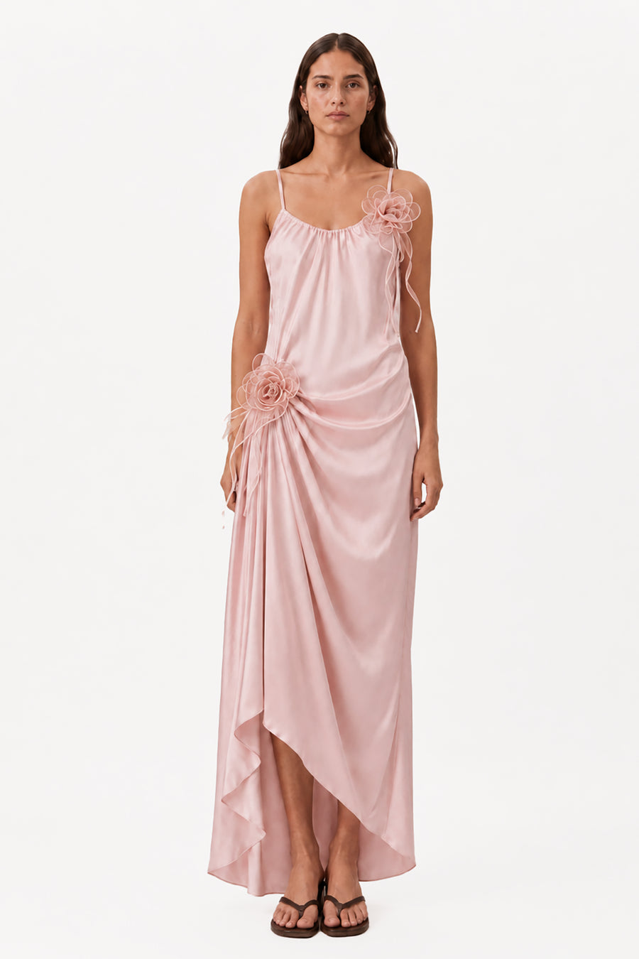 MARISOL ROSETTE DRAPE MAXI DRESS