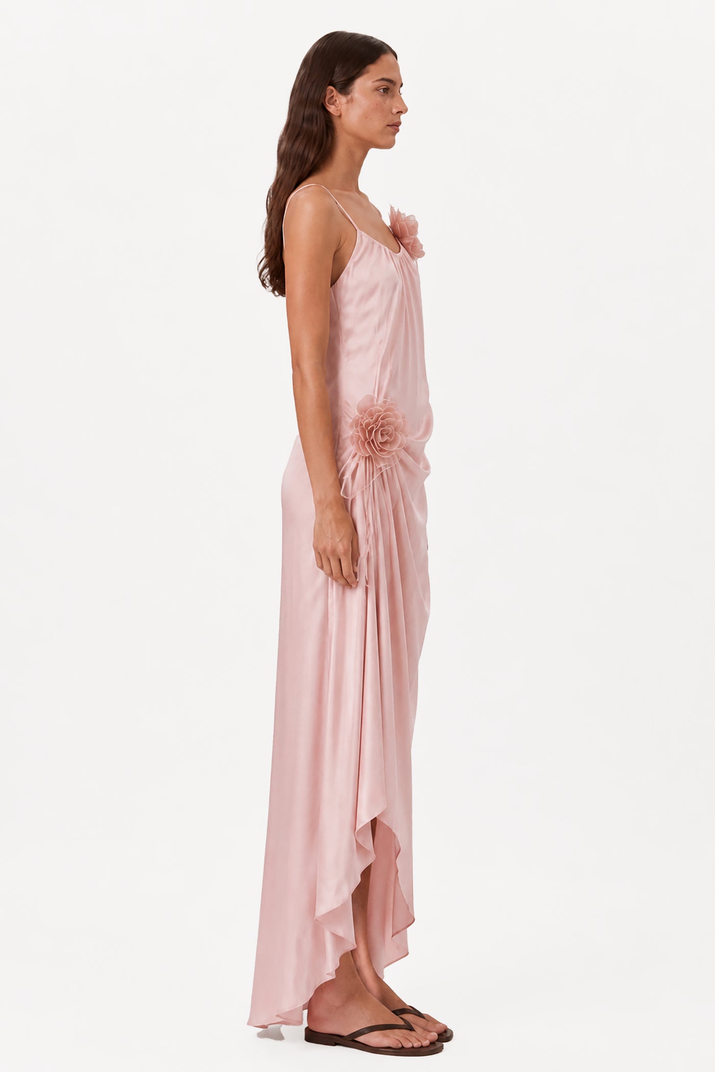 MARISOL ROSETTE DRAPE MAXI DRESS
