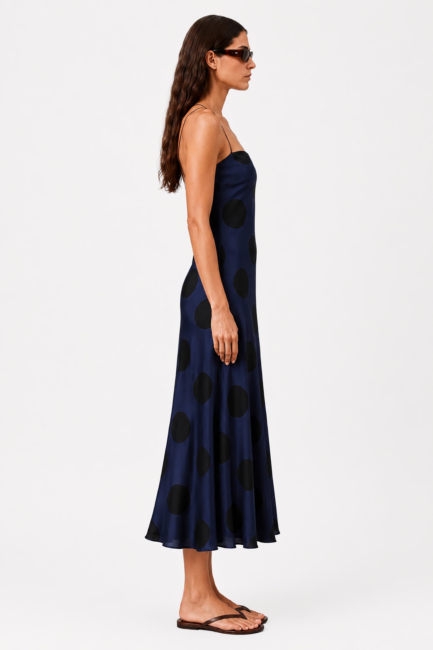 CELINE POLKA DOT BIAS MIDI DRESS