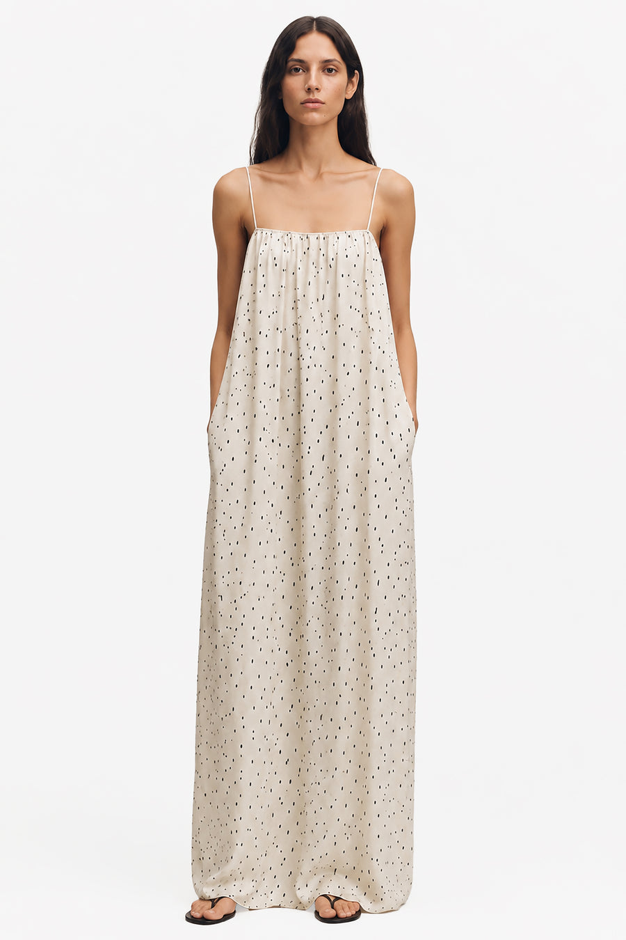ELODIE PRINTED TRAPEZE MAXI DRESS