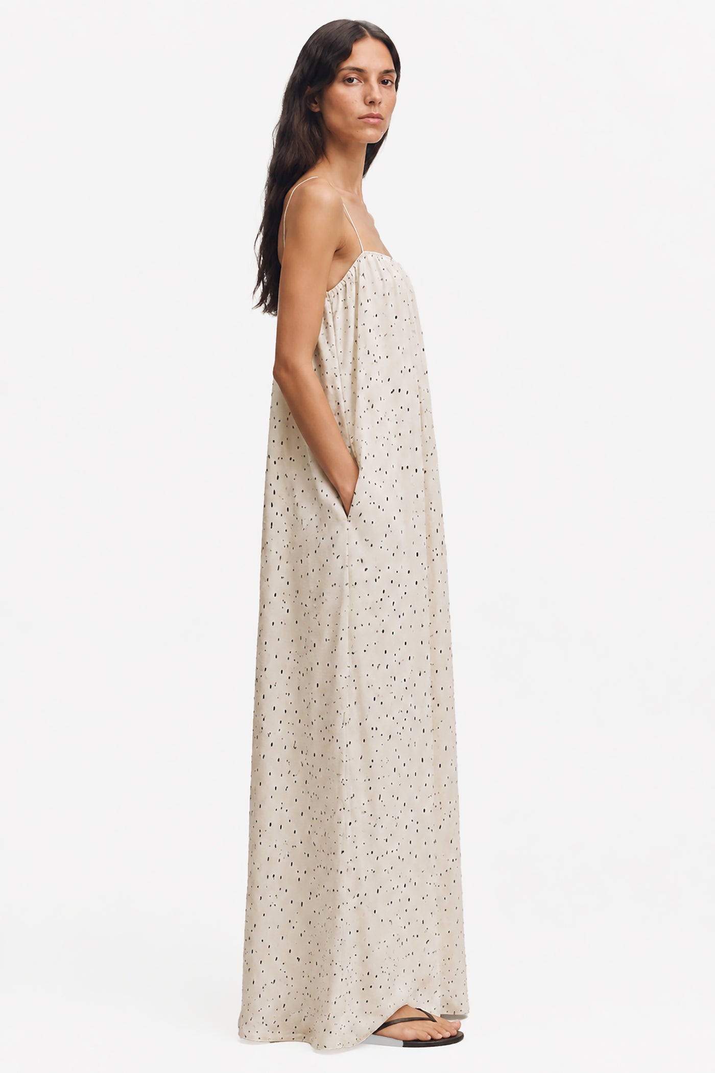ELODIE PRINTED TRAPEZE MAXI DRESS
