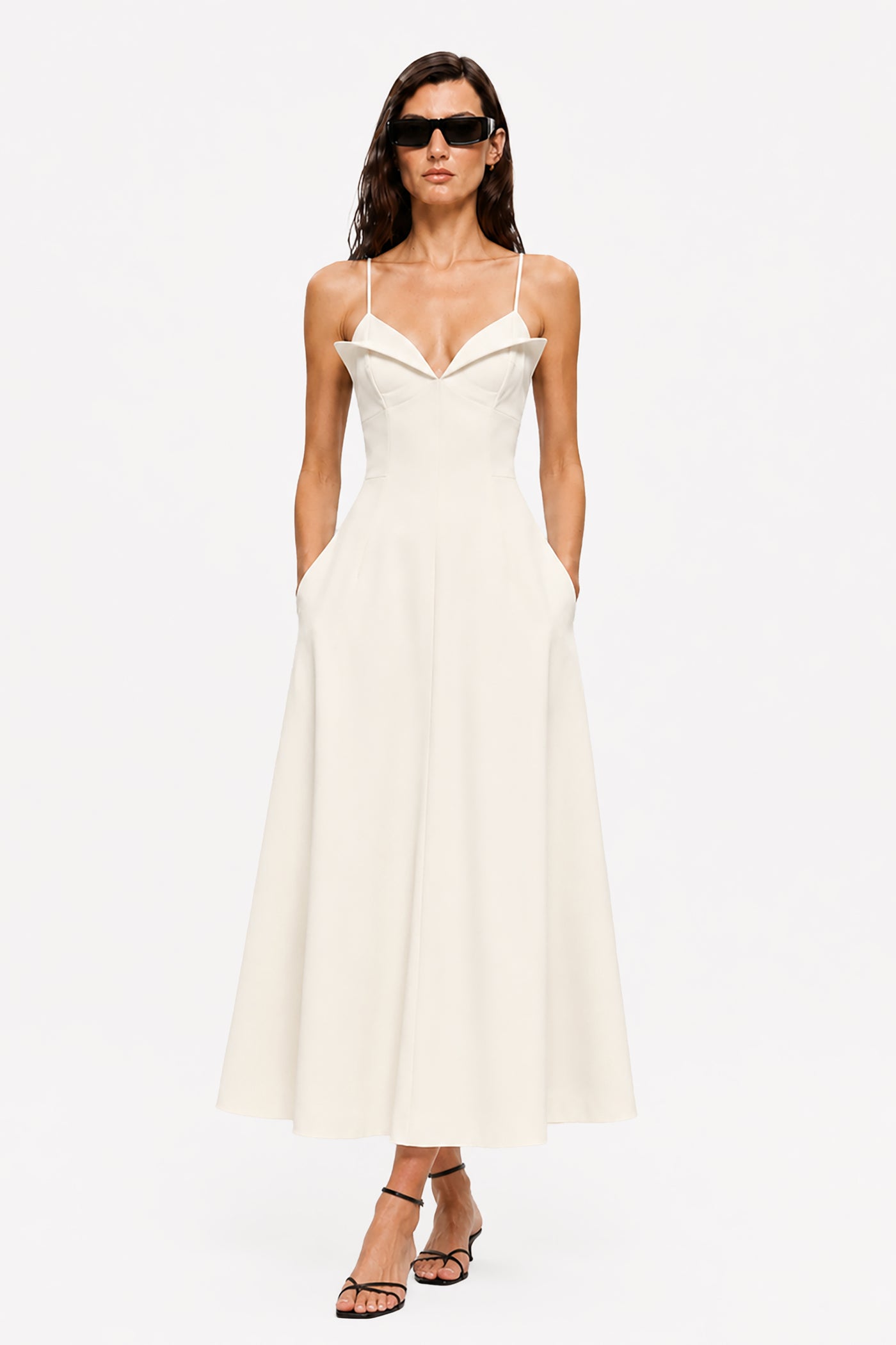 CELESTE CREPE MIDI DRESS