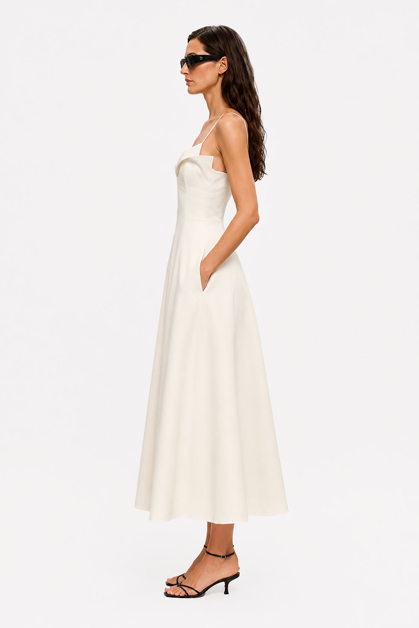 CELESTE CREPE MIDI DRESS