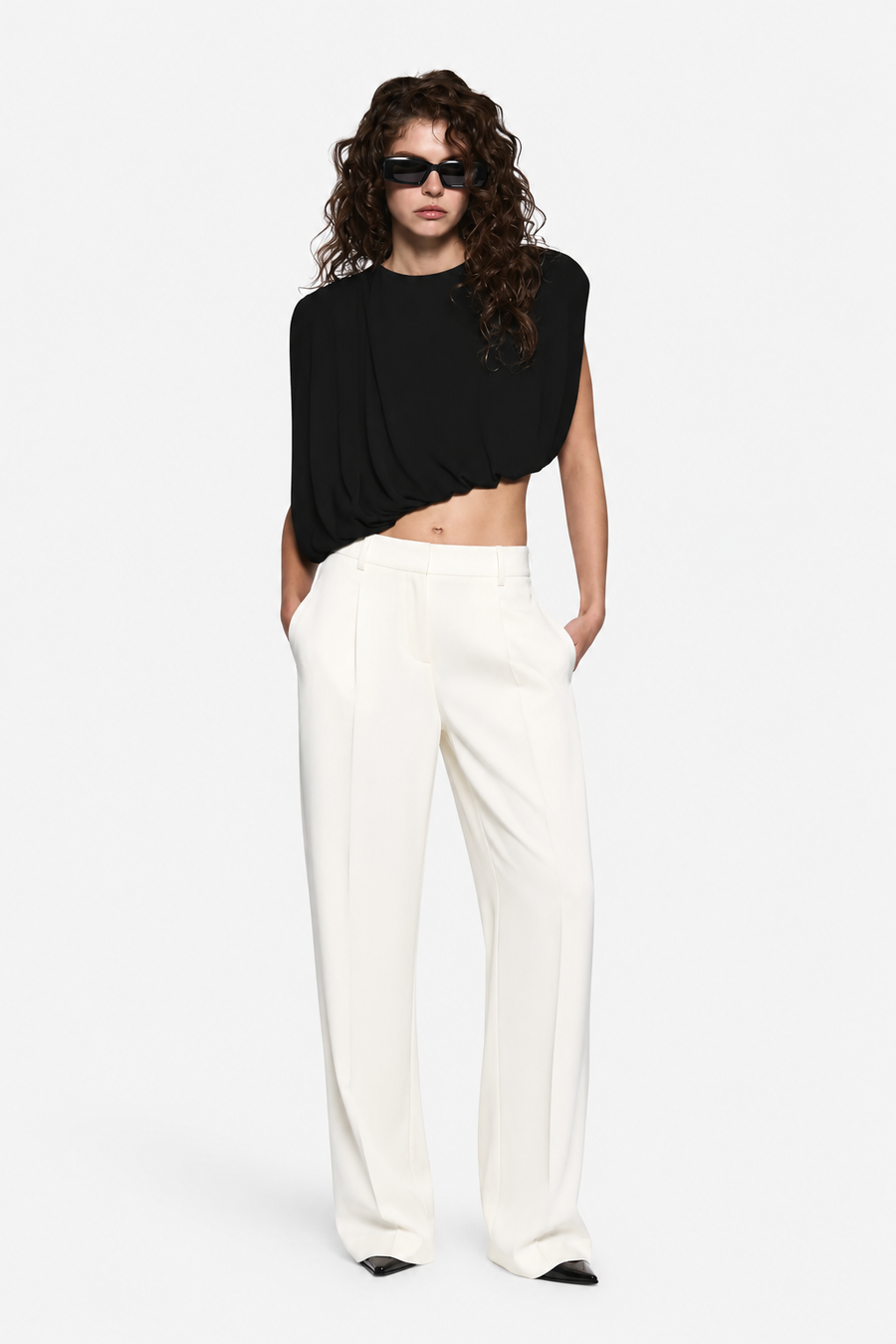 LIRIA JERSEY DRAPED TOP