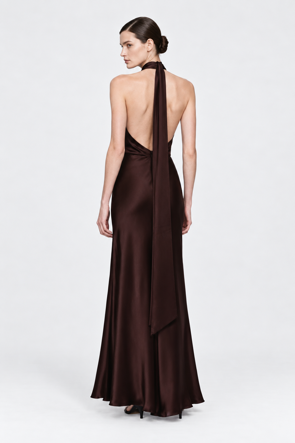 ACETATE COWL NECK DRESS