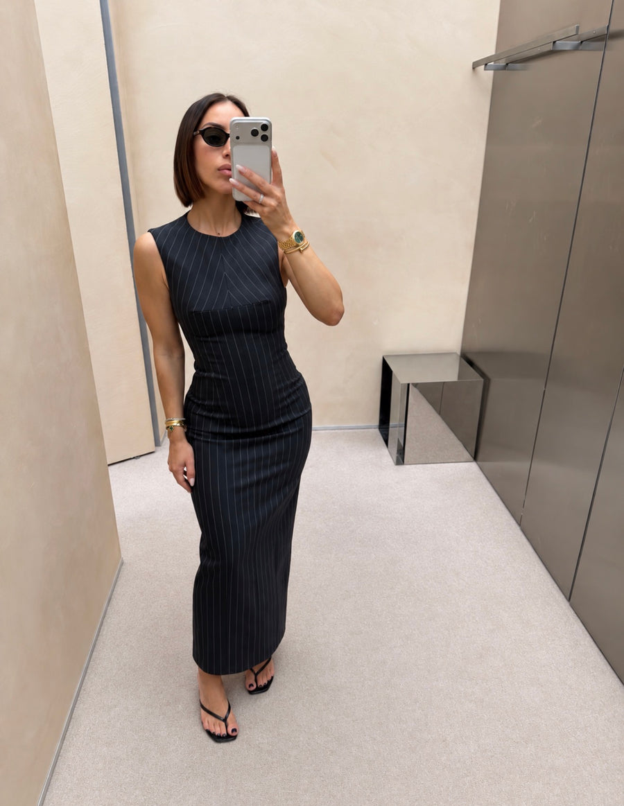 PINSTRIPE WOOL DRESS