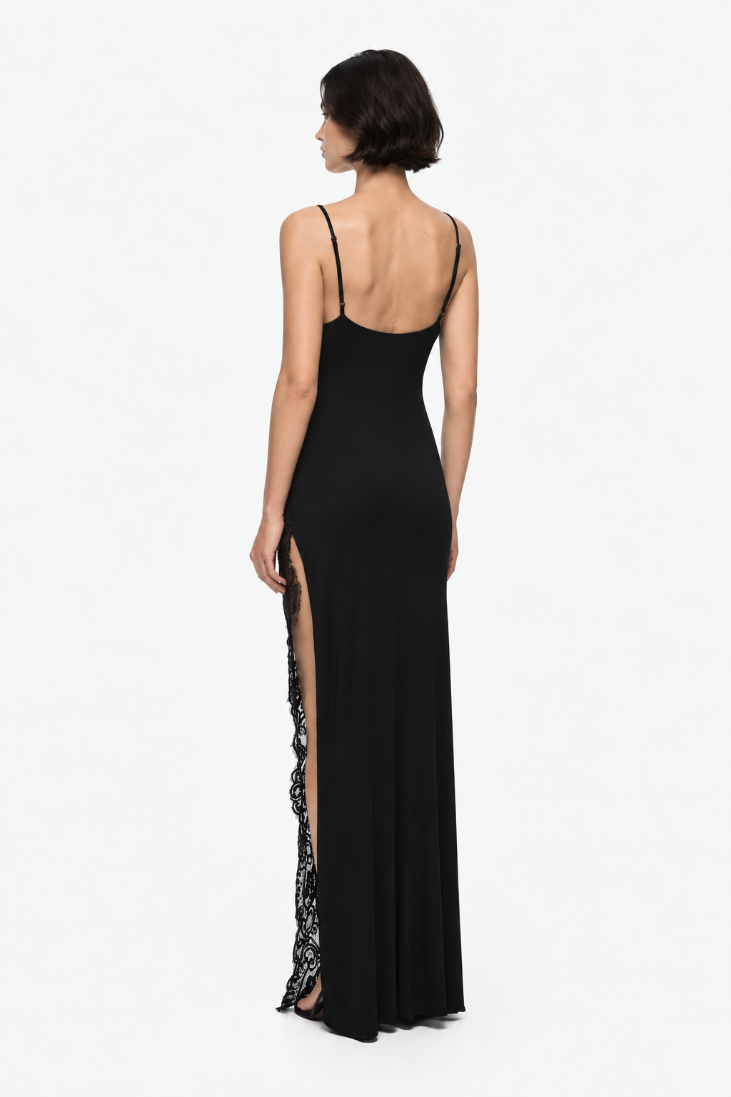 THE LACE TRIM JERSEY DRESS