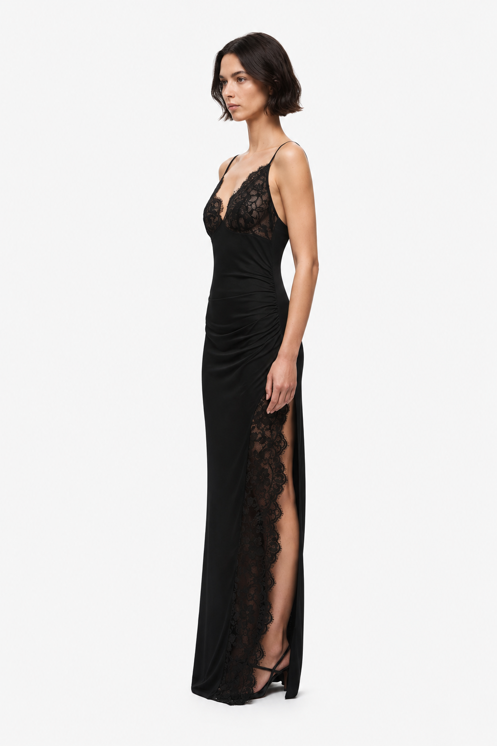 THE LACE TRIM JERSEY DRESS