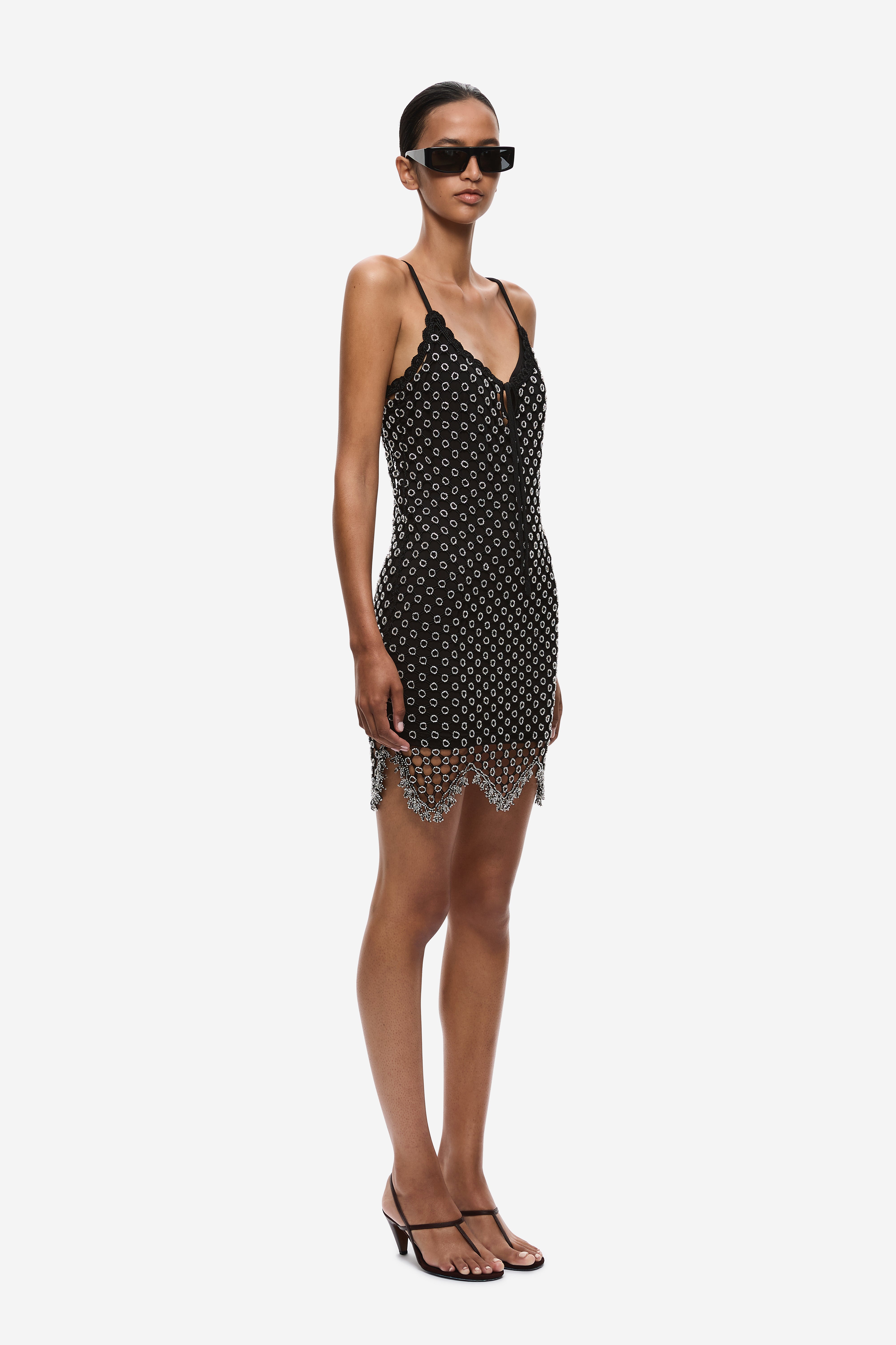 THE HAND CROCHET BEADED MINI DRESS – MISHA