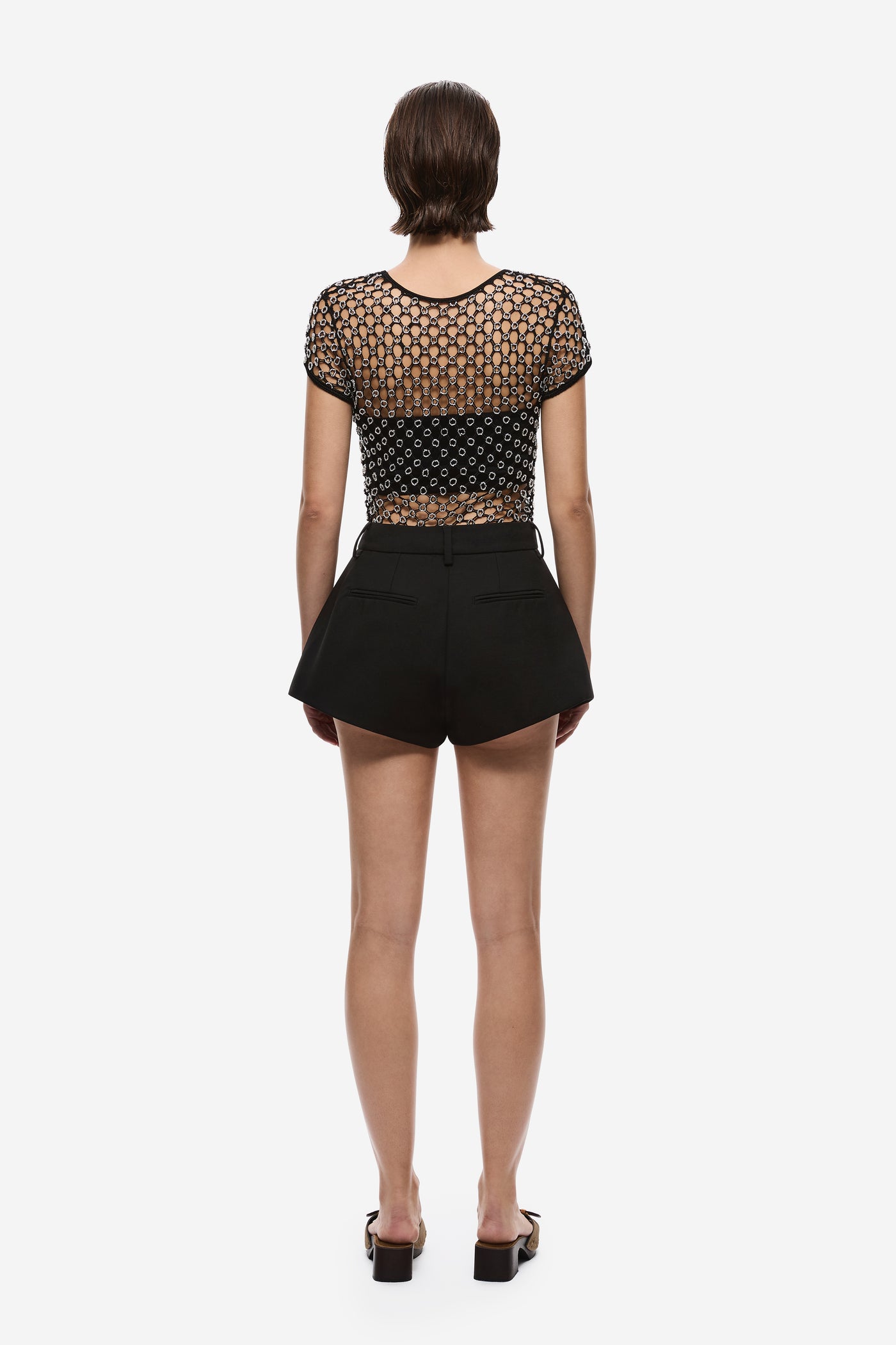 THE HAND CROCHET BEADED CROPPED TEE