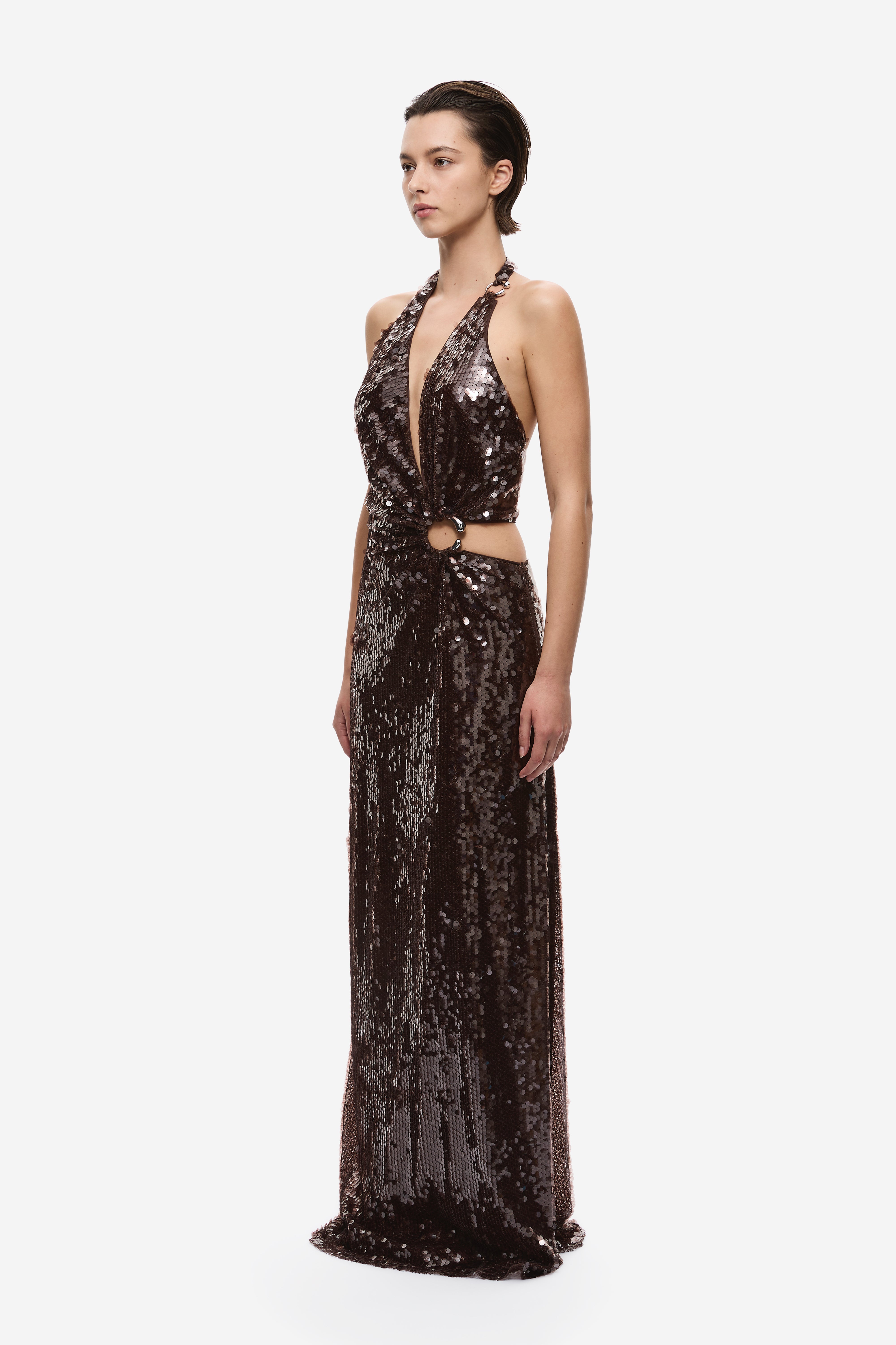 strapless open back dress Cascading Ruffle Gown in Sangre Unlined / M (Made-To-Order) main image 1