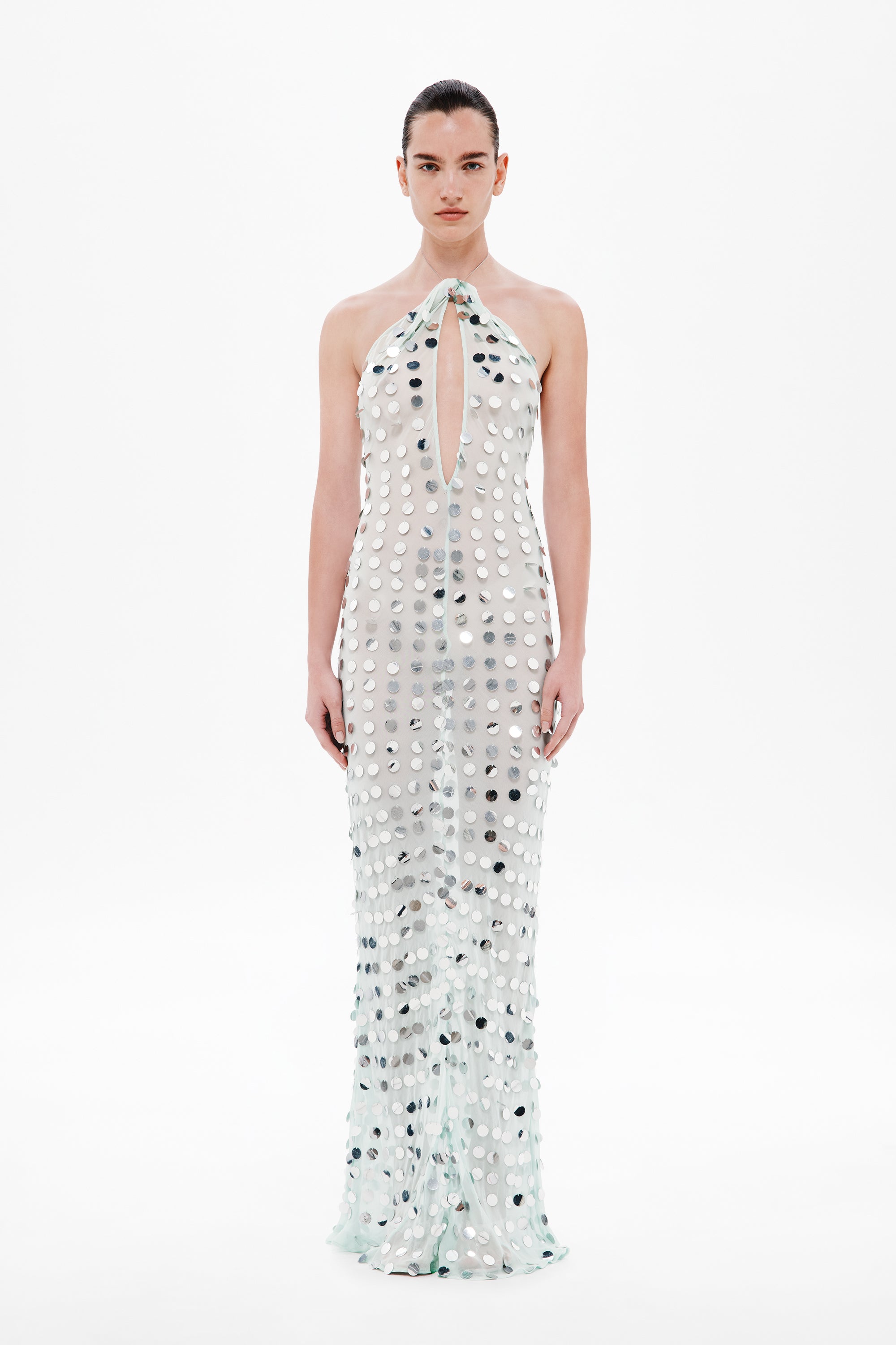 THE MIRROR BEAD DRESS-MINT / XXS