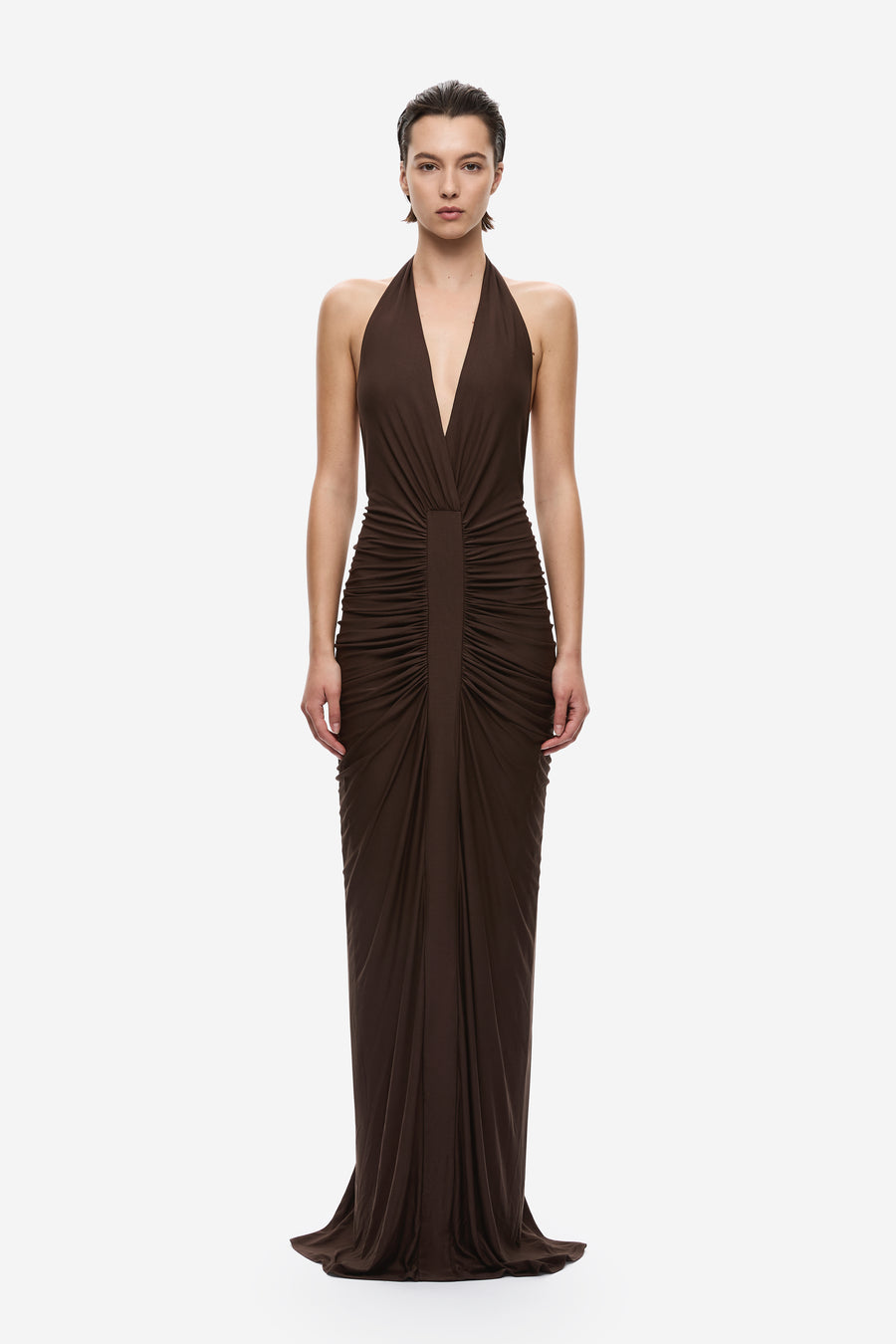THE VENUS GATHERED CUPRO DRESS