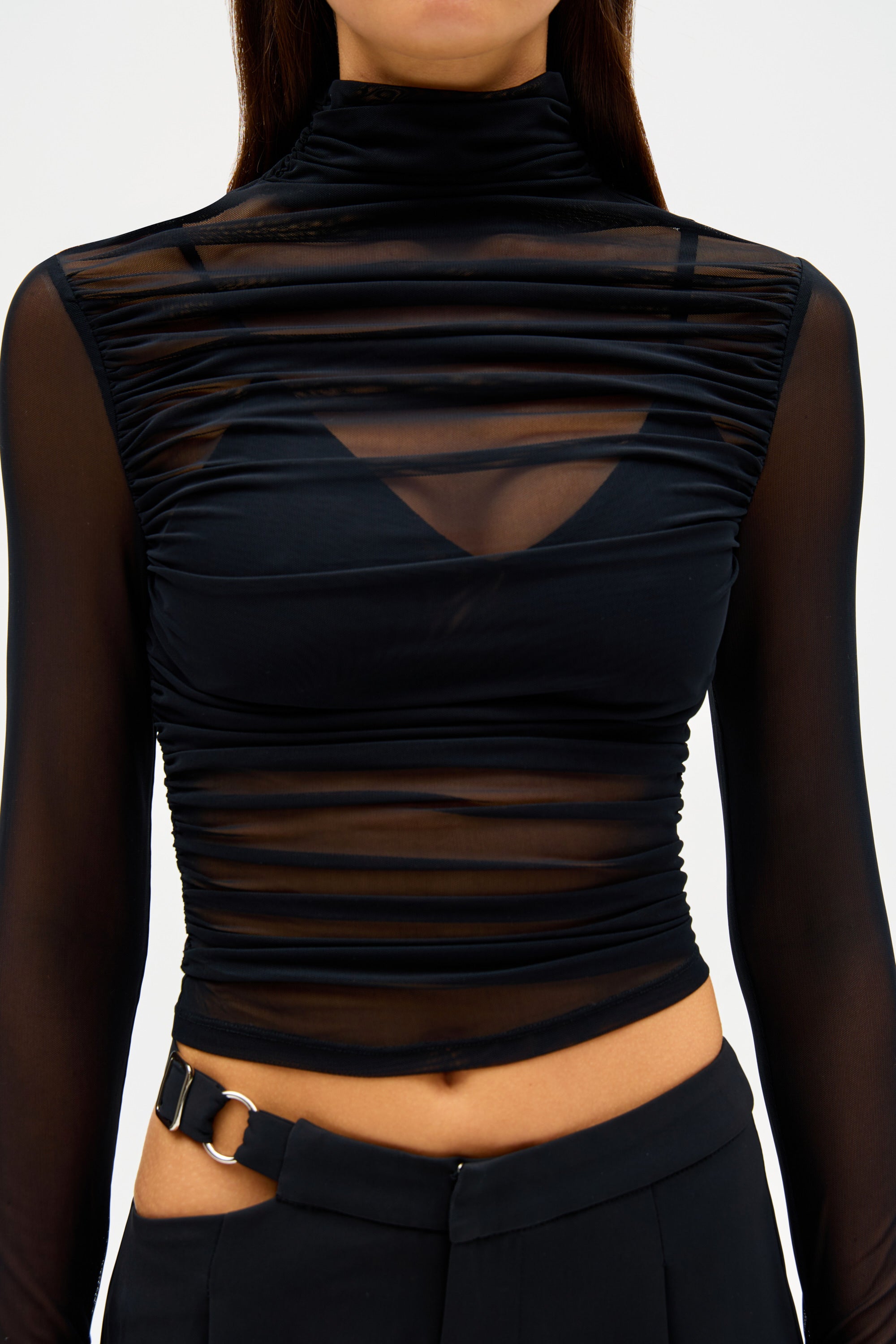 VIOLET MESH TOP BLACK XS