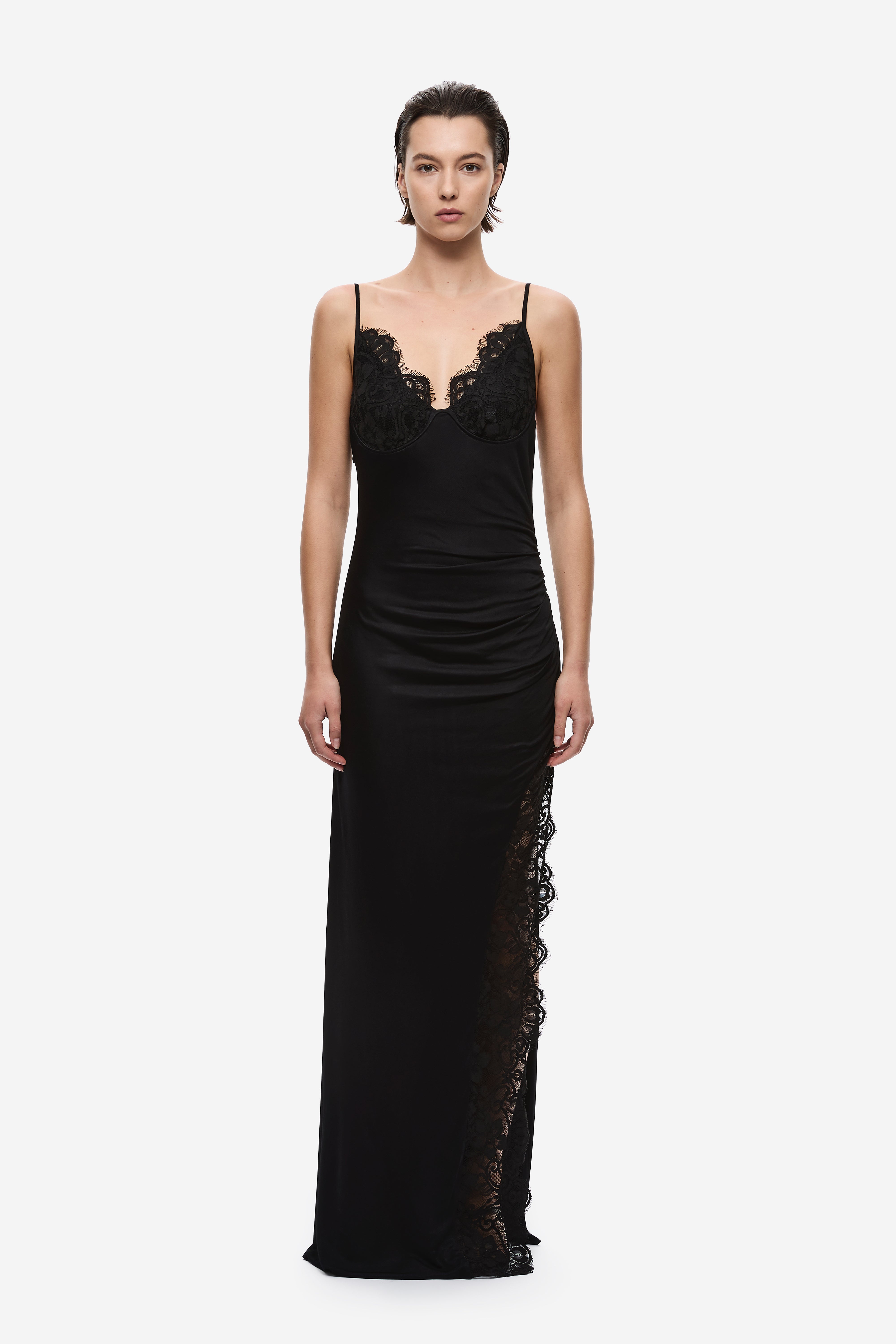 THE LACE TRIM JERSEY DRESS