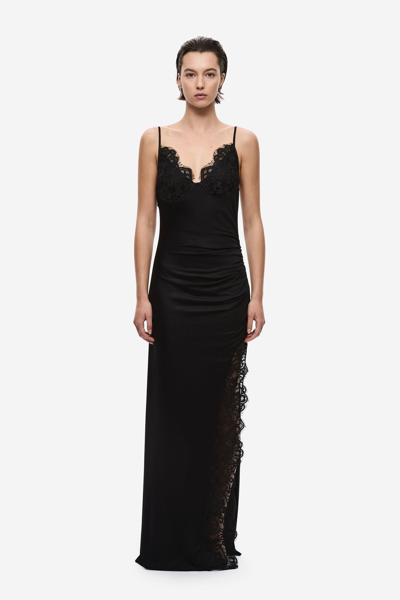 THE LACE TRIM JERSEY DRESS
