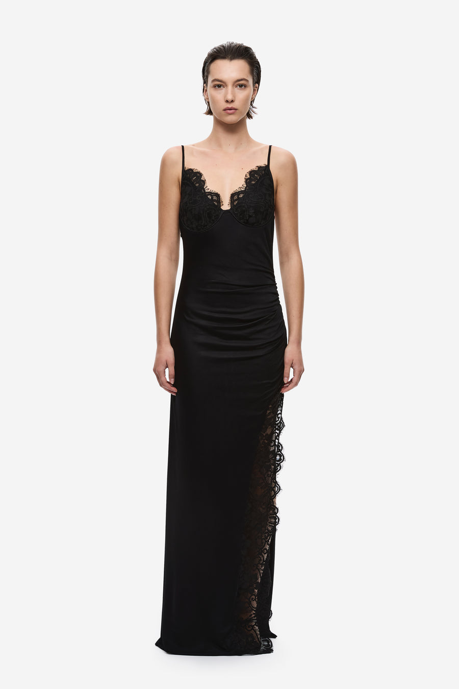 THE LACE TRIM JERSEY DRESS
