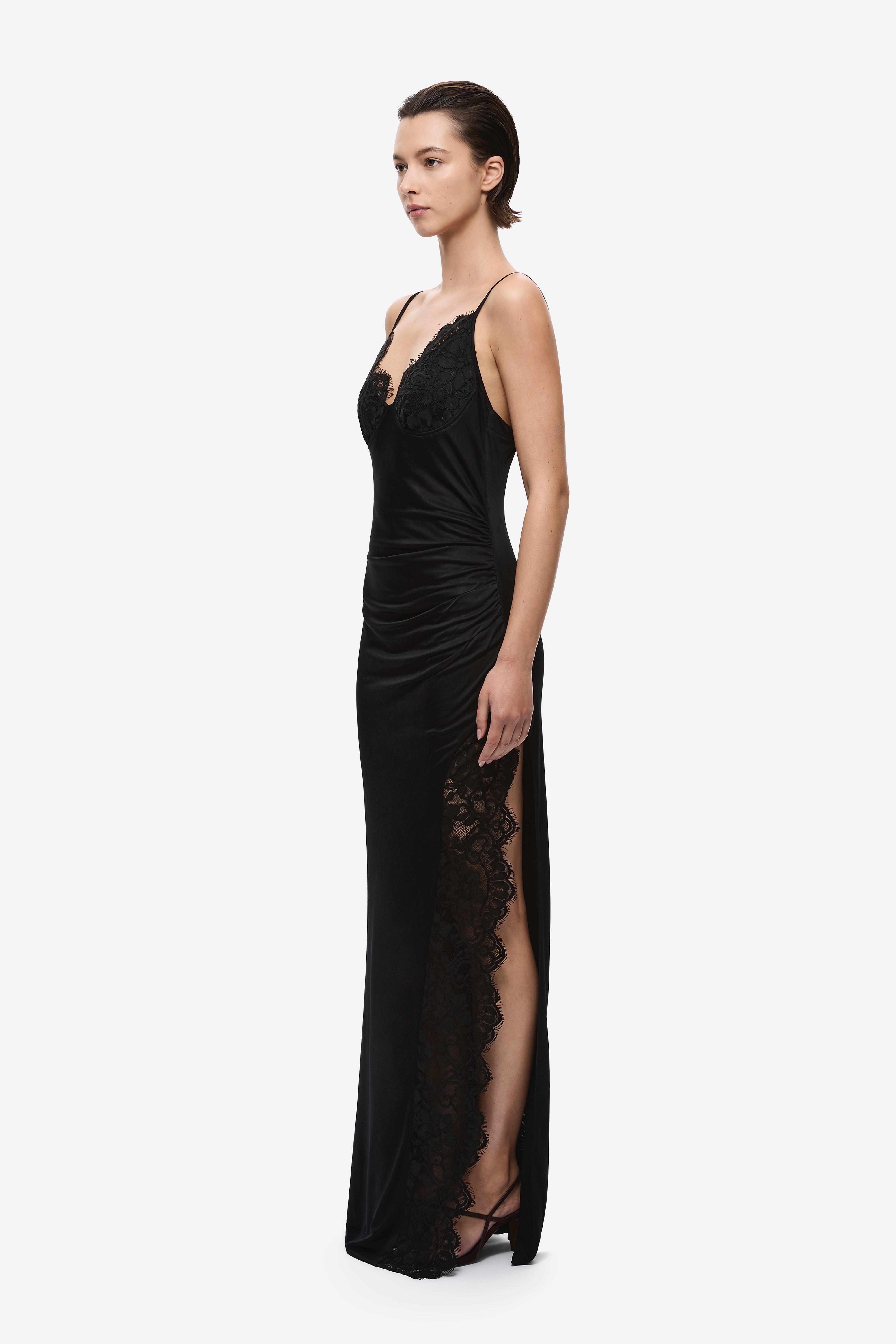 THE LACE TRIM JERSEY DRESS