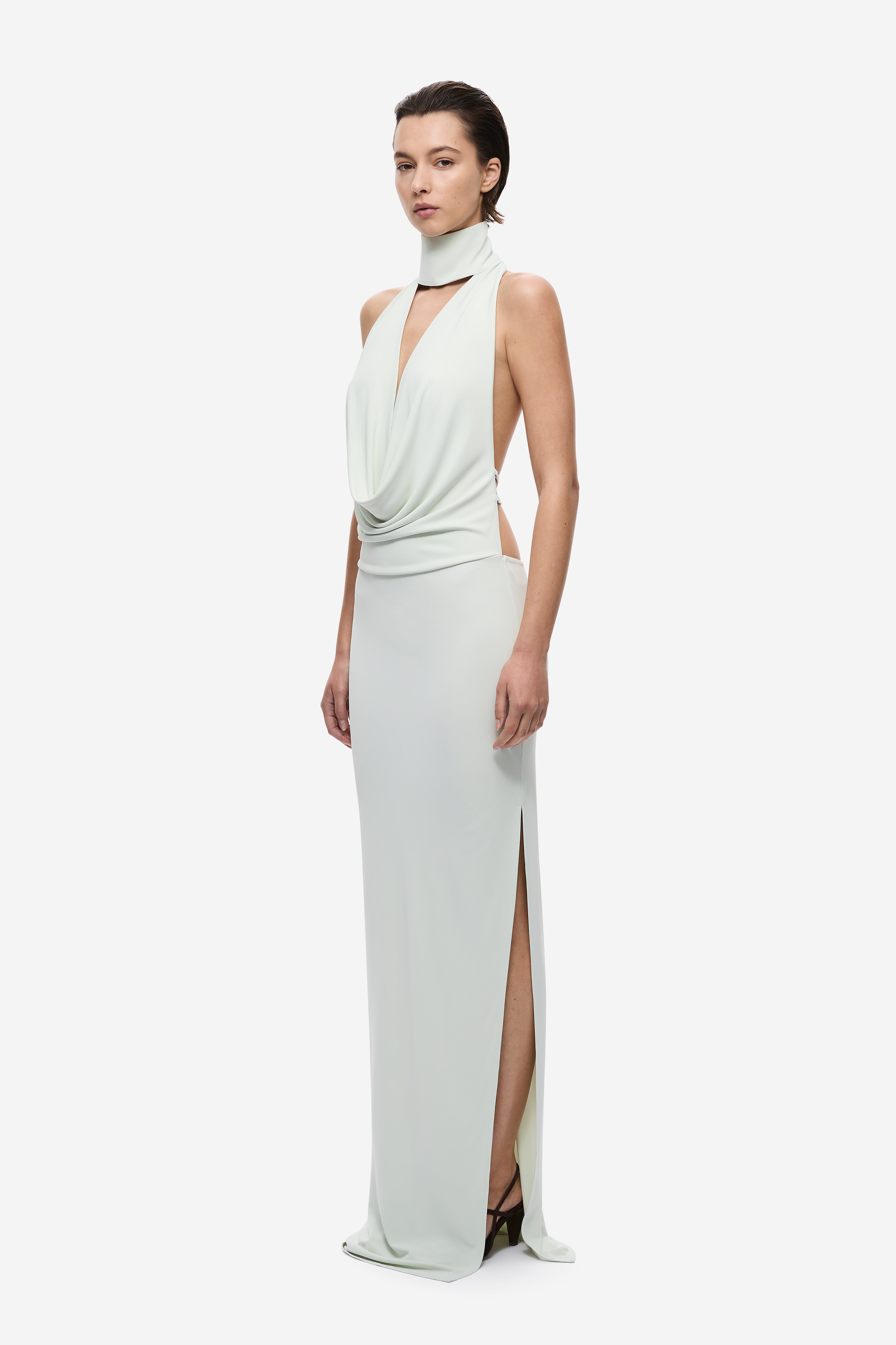 THE COWL NECK JERSEY DRESS  MISHA