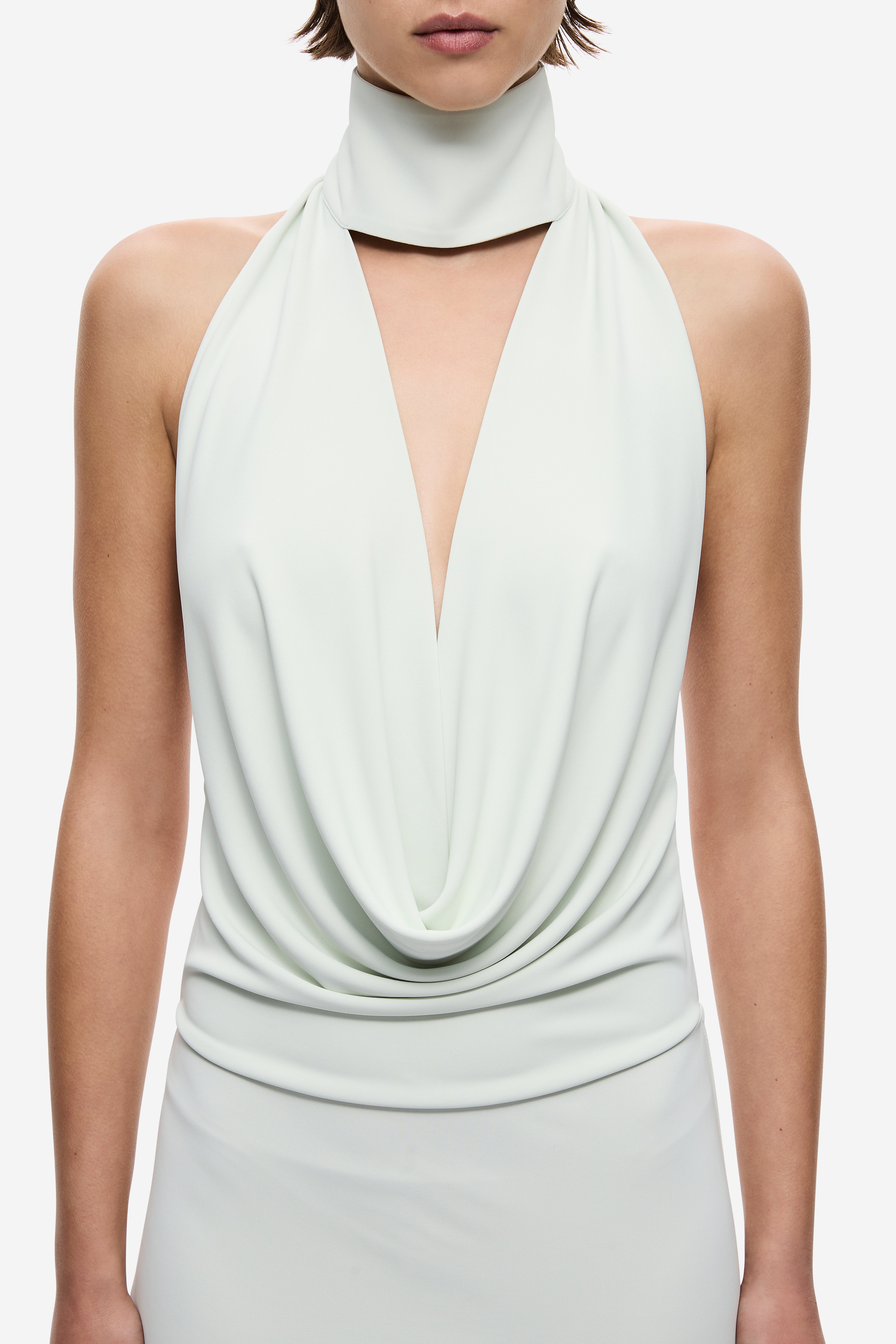 THE COWL NECK JERSEY DRESS – MISHA